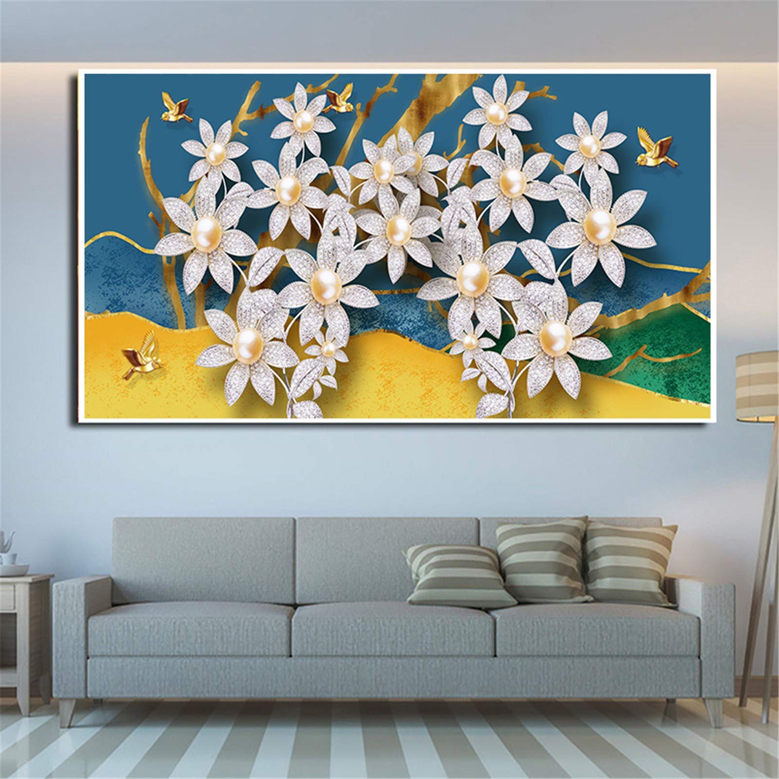 Peinture diamant fleurs de pois géante pour occuper les grands espaces