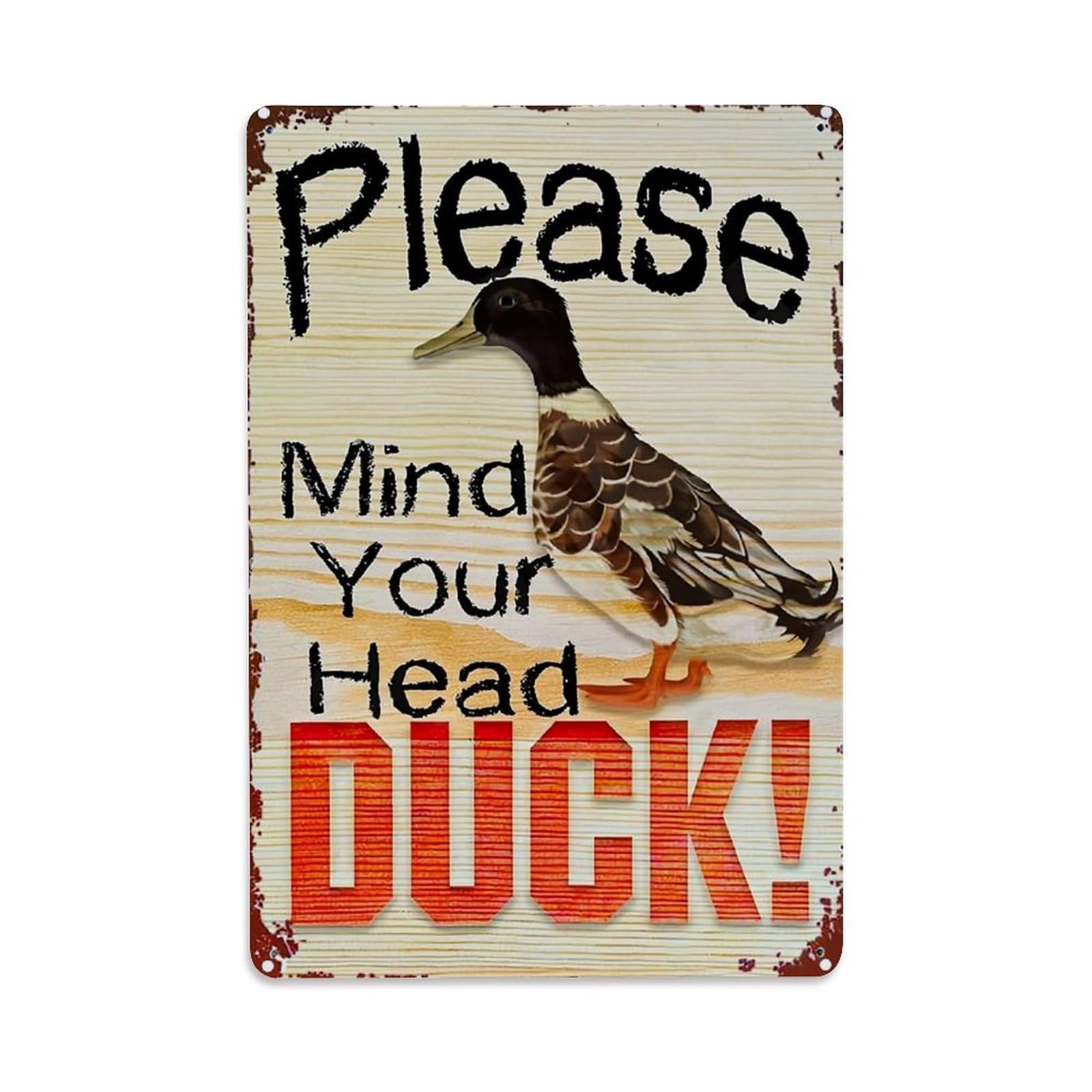 Nestemfo Vintage Please Mind Your Head Duck Tin Sign Metal Sign, Living Room,Bar, Home, Bedroom Wall Decor,Retro Metal Poster 8X12 Inches