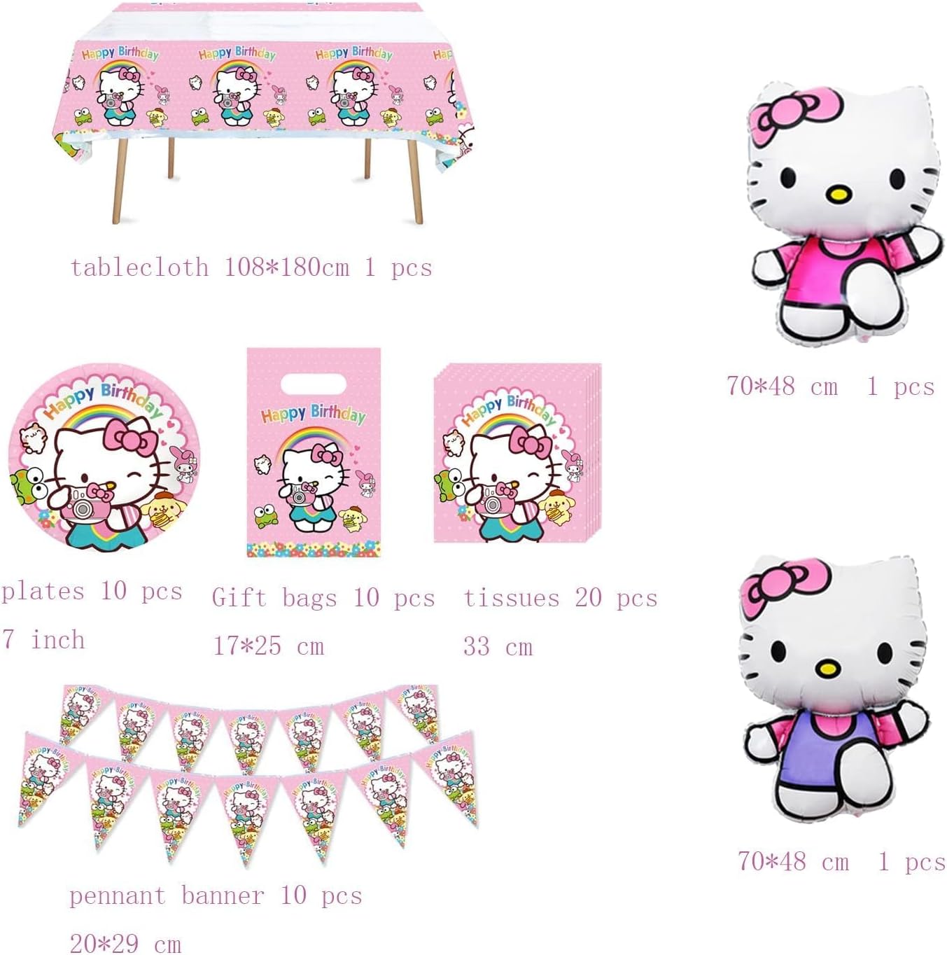 Cute Kitty Party Decorations, Kitty Birthday Decorations include Banner, Balloons, Dinner Plates, Napkins, Tablecloth, Gift bags for Baby Shower Party Supplies - Image 2