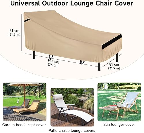 Miniatura 3 de NEVERLAND Funda impermeable para silla de patio, fundas de tumbona para exteriores con material resistente, funda impermeable 420D para sillas de