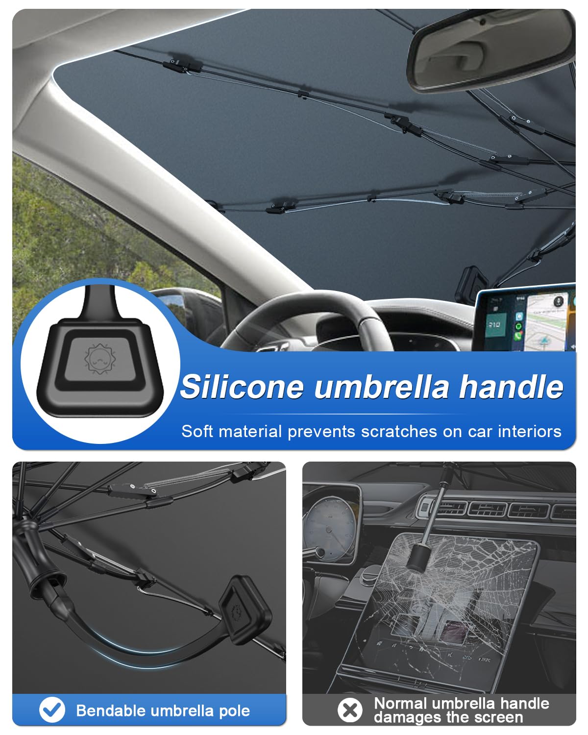 SHAOHAO Conpatible con Citroen C5 Aircross 2018-2025 Parasol Coche Delantero Protector Solar Parasol Paraguas Coche Resiste a los Rayos UV Plegable Citroen C5 Aircross Accesorios
