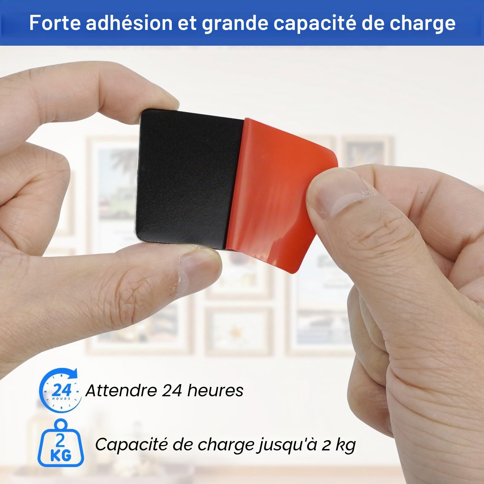 Crochets autocollants en acrylique Dibond pour photos lourdes, suspension aluminium extra puissant jusqu'à 2 kg
