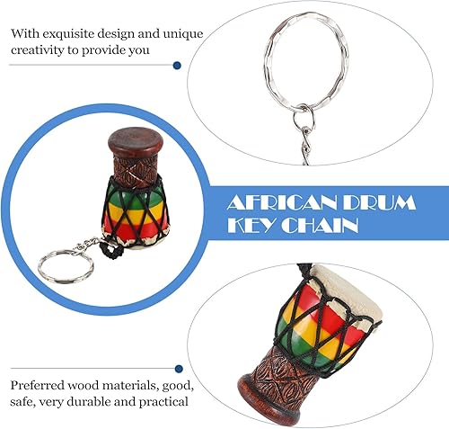 Miniatura 5 de NUOBESTY Llavero de tambor africano, llavero de tambor, colgante de decoración colgante, regalo de cumpleaños, instrumento musical, adorno colgante
