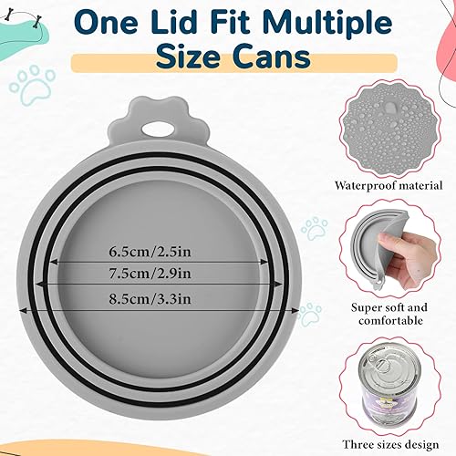 Miniatura 5 de Uiifan Tapa de comida para gatos, tapas para latas de comida para gatos, 8 piezas, juego de 5 tapas de silicona para gatos húmedos, 2 cucharas de