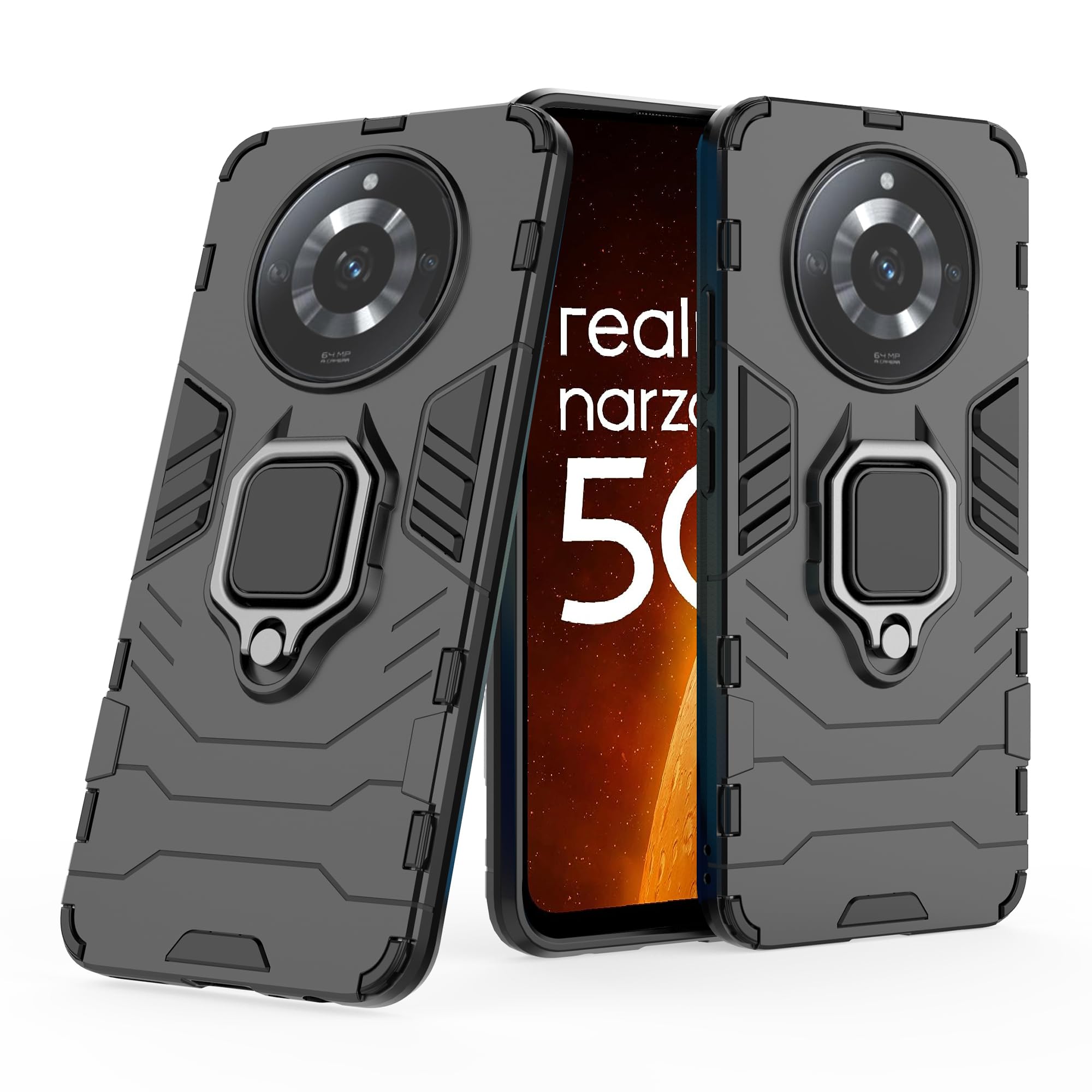 CEDO Rugged Realme Narzo 60 (5G) Defender Case | Rotating Ring Holder & Kickstand in-Built | Military Grade Armor | Bumper Back Cover (Black) (B0CG6HQNTW) Amazon Price History, Amazon Price Tracker