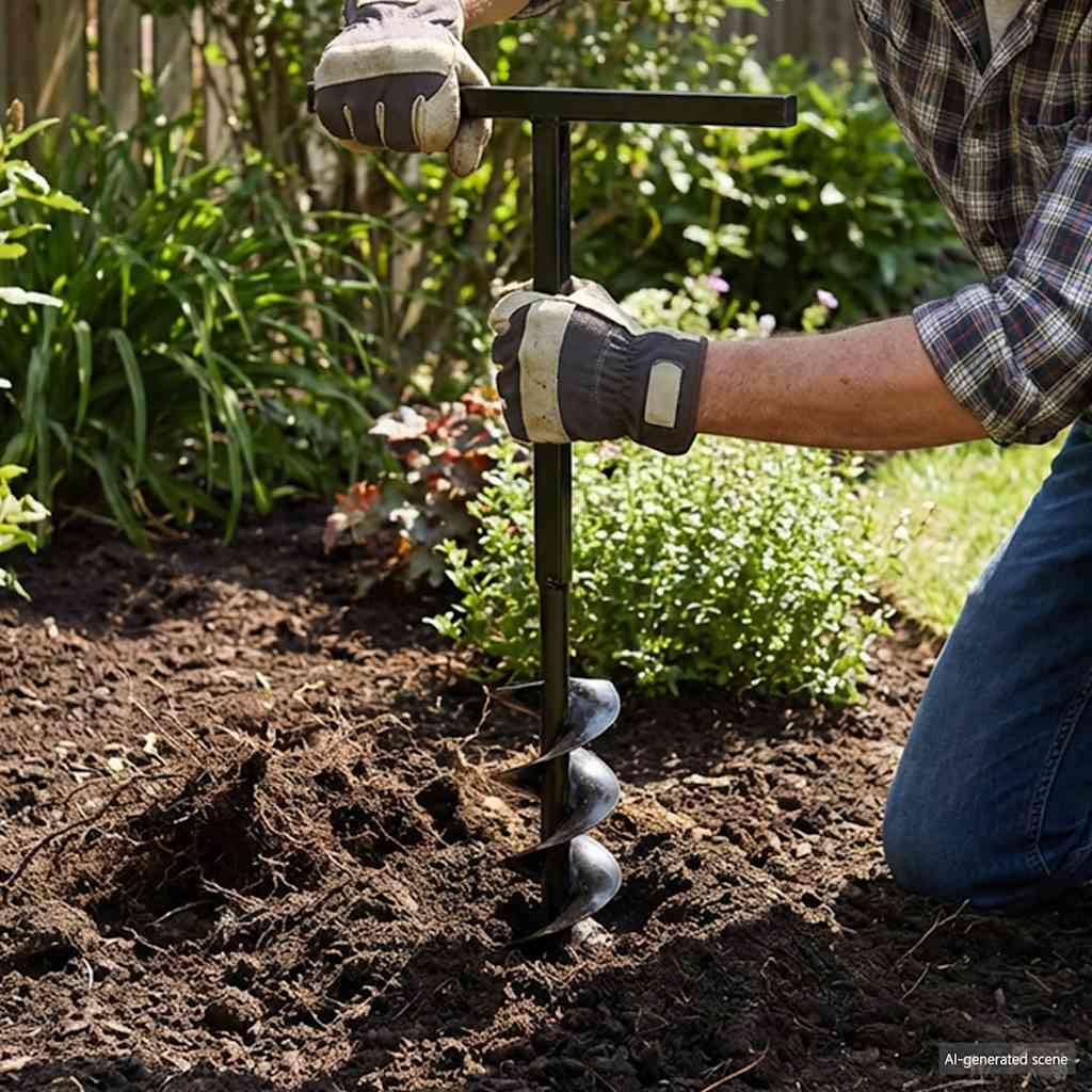 vidaXL Bêche et Tarière Manuelle 150 mm avec Rallonge 5 m Acier Sol Jardin