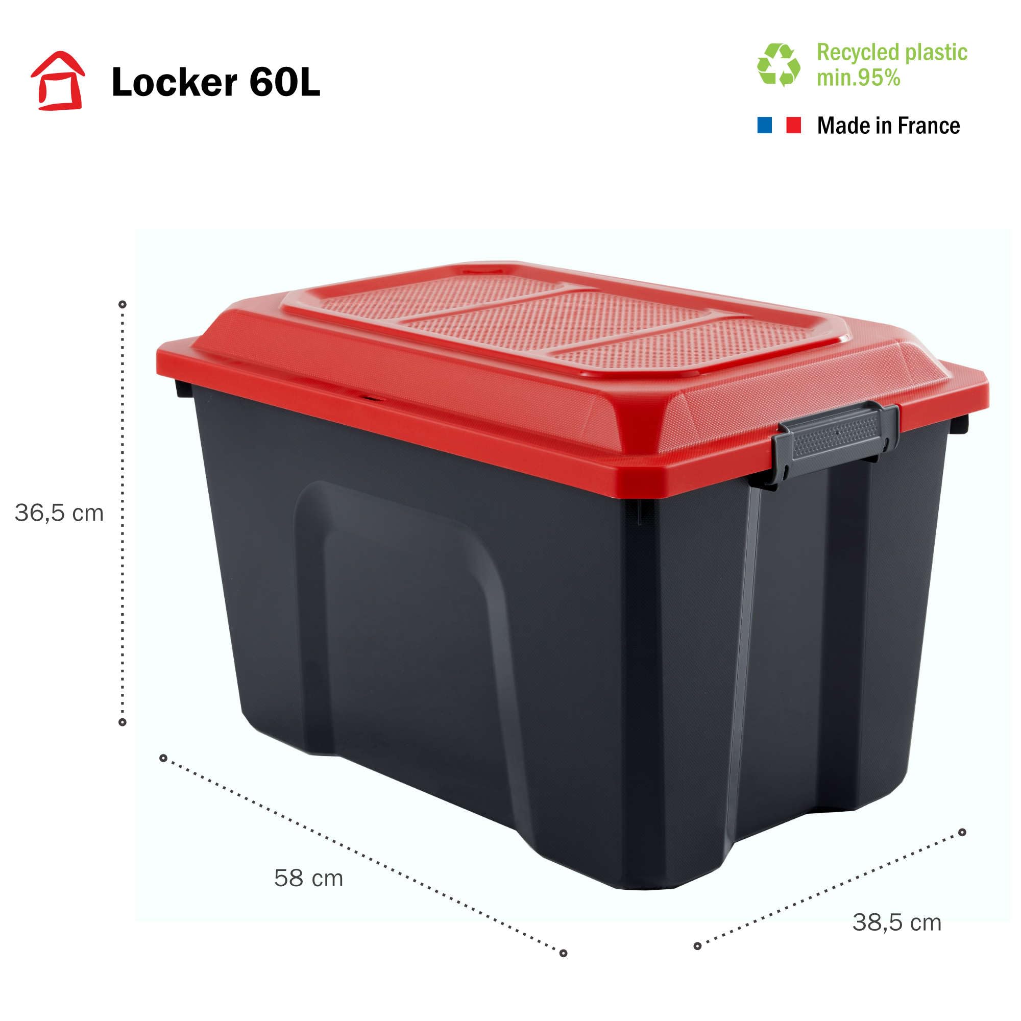 Sundis Bagażnik o dużej pojemności z zamykaną, zamykaną pokrywką na klipsy, ergonomiczne siatki i nowoczesny design, czarny/czerwony, 3 x 60 l