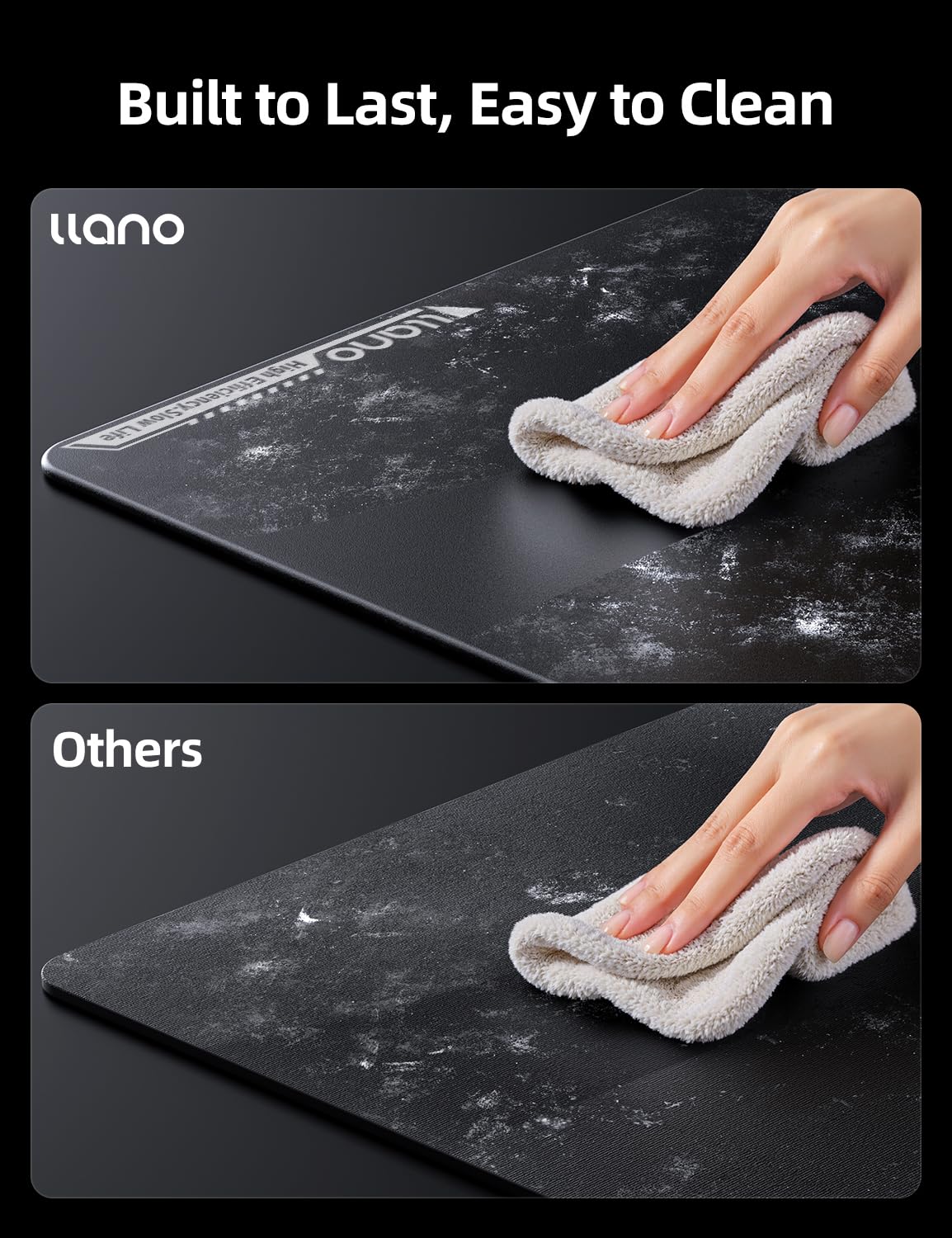 llano Glas Gaming Mauspad für Esports Game Special, Gehärtetes Glas | 3mm Thick, Hochpräziser Oberfläche, Rutschfeste Unterseite, Leicht zu reinigen Staubtuch, 17.7" x15.8", Large size