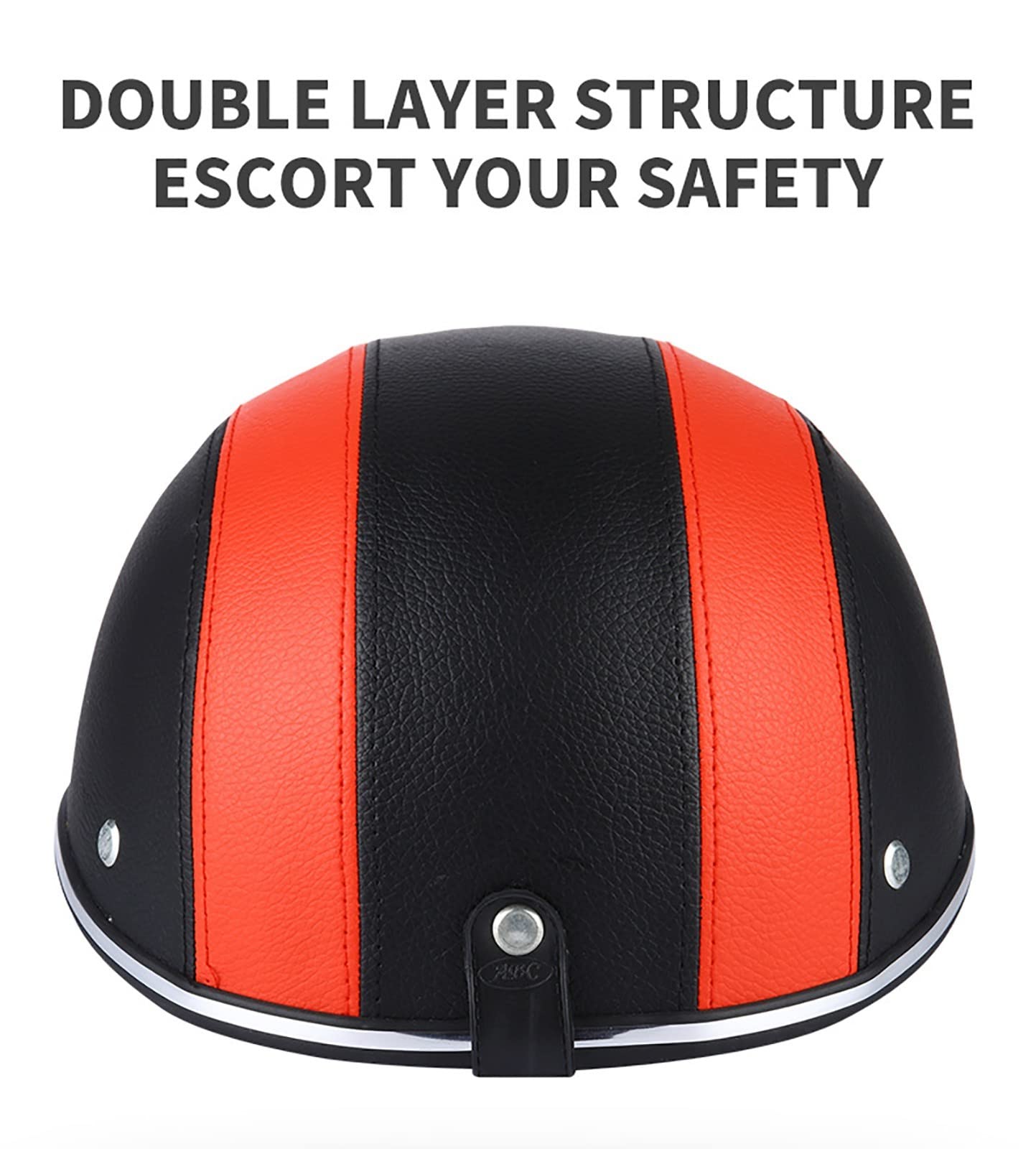 Gorra Béisbol Estilo Motocicleta Casco Bicicleta Visera Anti-UV, Casco Cara Semiabierta con Correa Ajustable, Casco Seguridad Protección Cabeza Retro C
