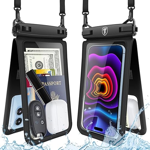 Takfox Paquete de 2 bolsas impermeables para teléfono celular doble espacial, funda seca para Samsung Galaxy S23 Ultra S22 S21 A14 A13 A03S A54