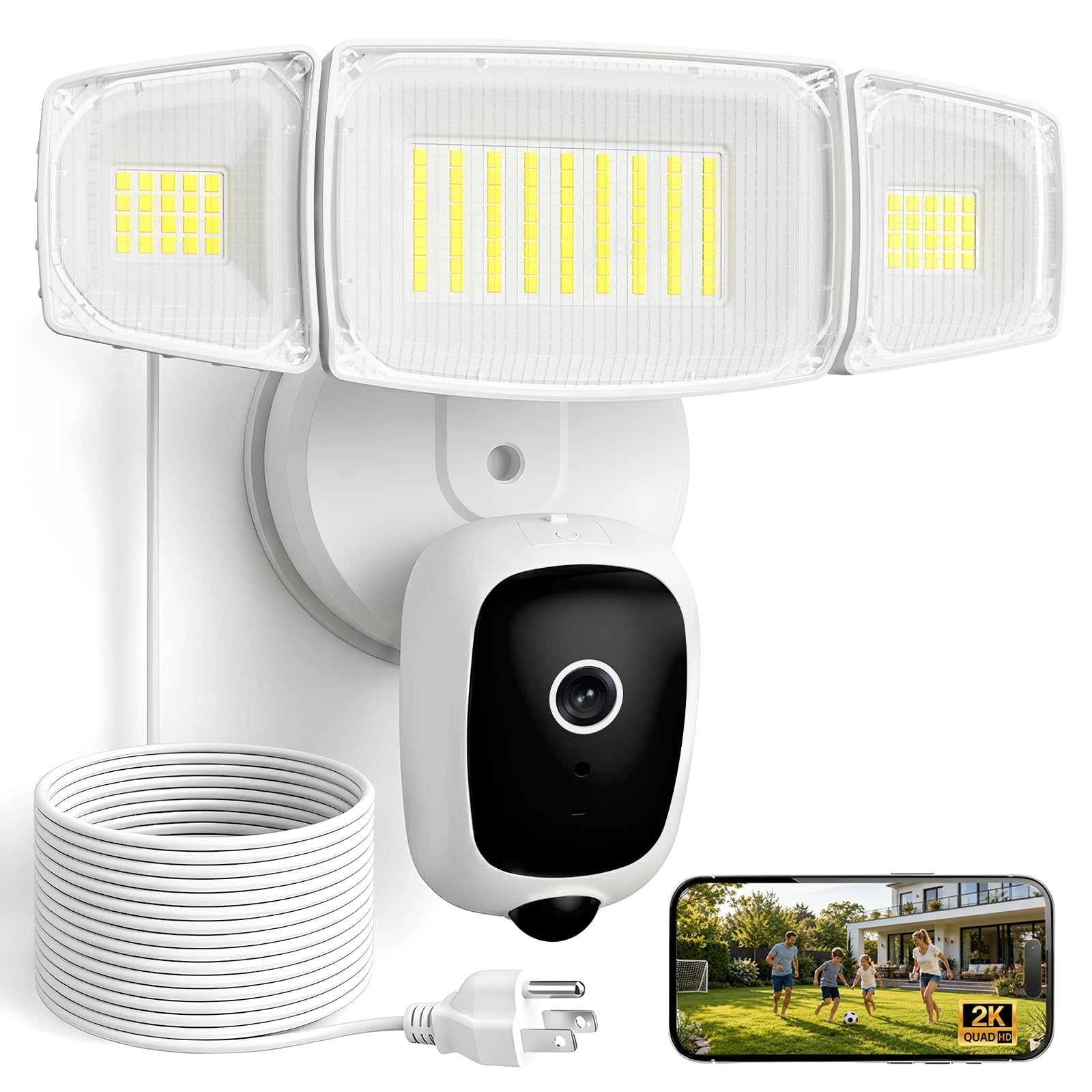 Olafus Floodlight Camera with 20FT Plug, 2K HD Outdoor Security Camera, 5500LM Motion-Activated Light Camera with Color Night Vision, 2-Way Audio & Siren, Cloud/SD Storage, Alexa & Google Compatible-picture-13