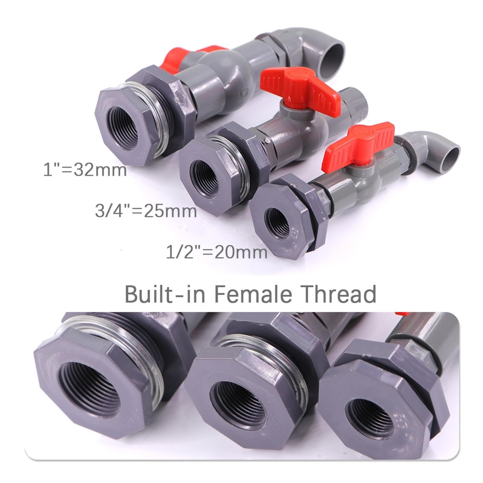 1/2 "3/4" 1 "zawór kulowy z PVC Adapter do zbiornika wody na wodę nawadnianie ogrodu akwarium rurociąg wlot złącze spustowe podłącz naprawa(For 32mm Elbow,1PCS)