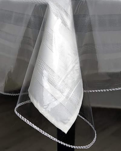 Miniatura 2 de Protector de mantel de plástico transparente de lujo, 100% impermeable, a prueba de aceite, a prueba de derrames, vinilo de PVC, lavable para mesa