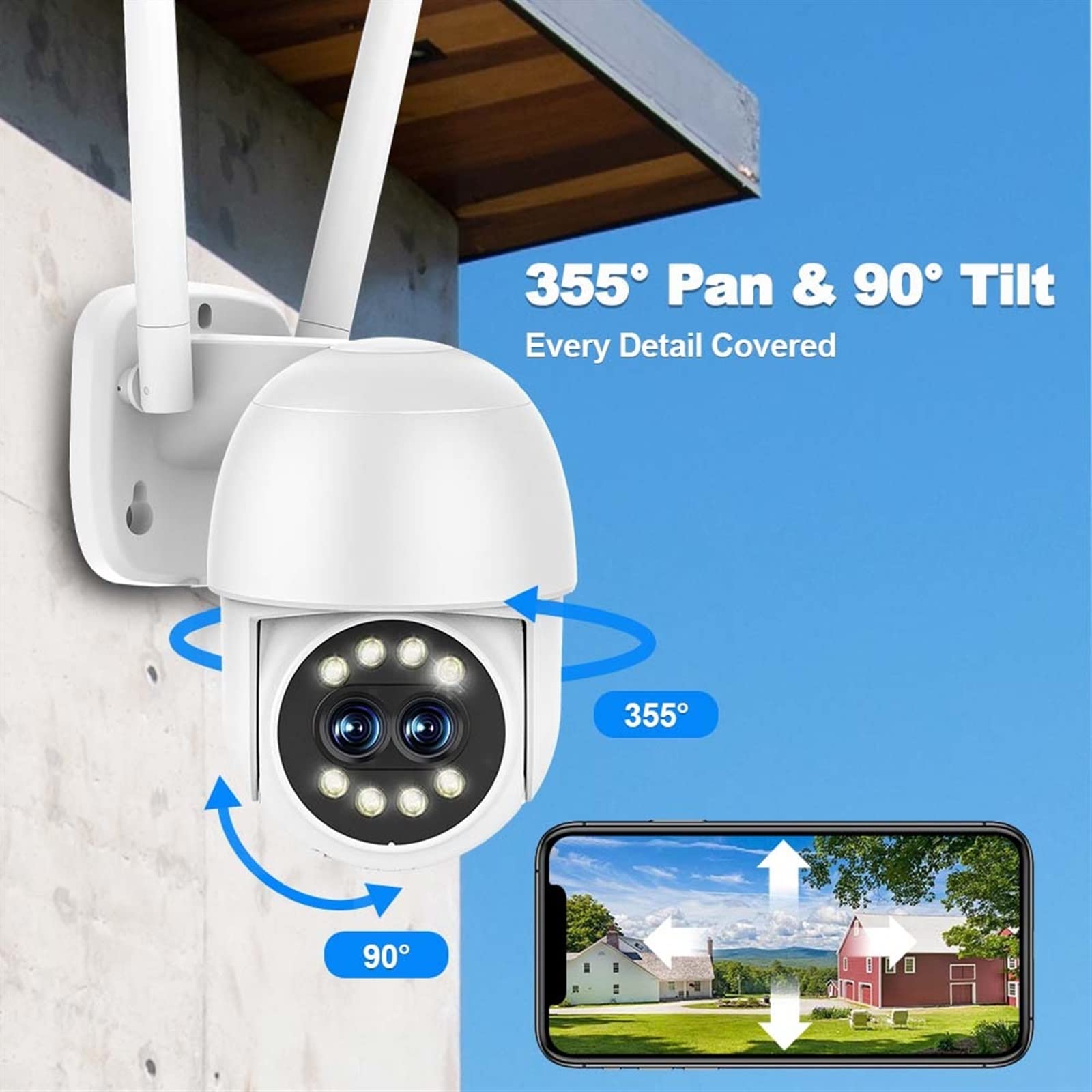 Kamera 8MP Zewnętrzny Zoom cyfrowy 8X Automatyczne śledzenie CCTV Nadzór wideo Kamera IP 4MP Ochrona bezpieczeństwa Kolor Night Vision(4MP Camera Add 32GB)