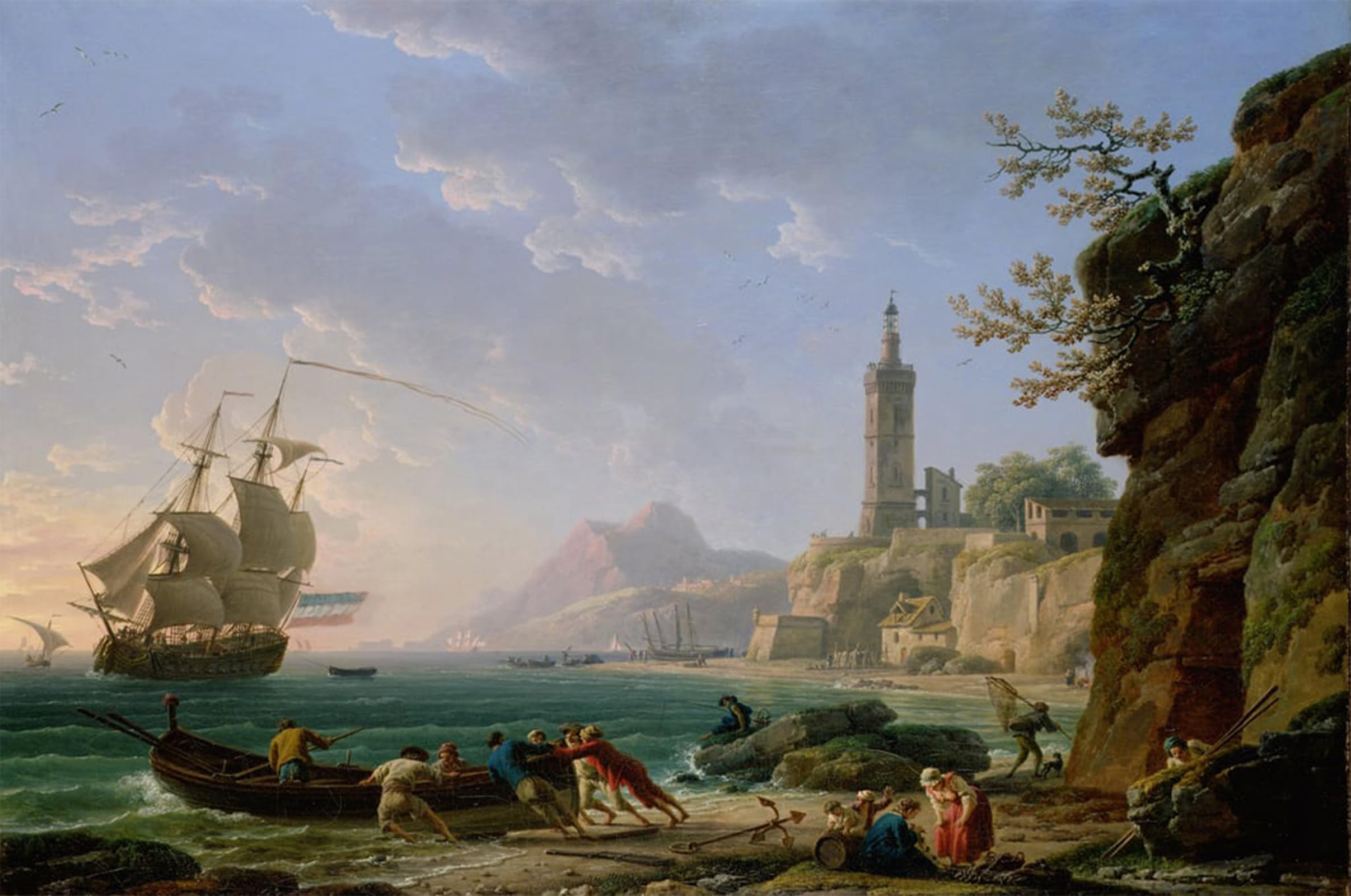 POSTERIIk Famous Print Pop Art Wall Art Graffiti a Coastal Mediterranean Landscape with a Dutch Merchantman in a Bay by Claude Vernet Art Prints for Home Decor 60x90cm
