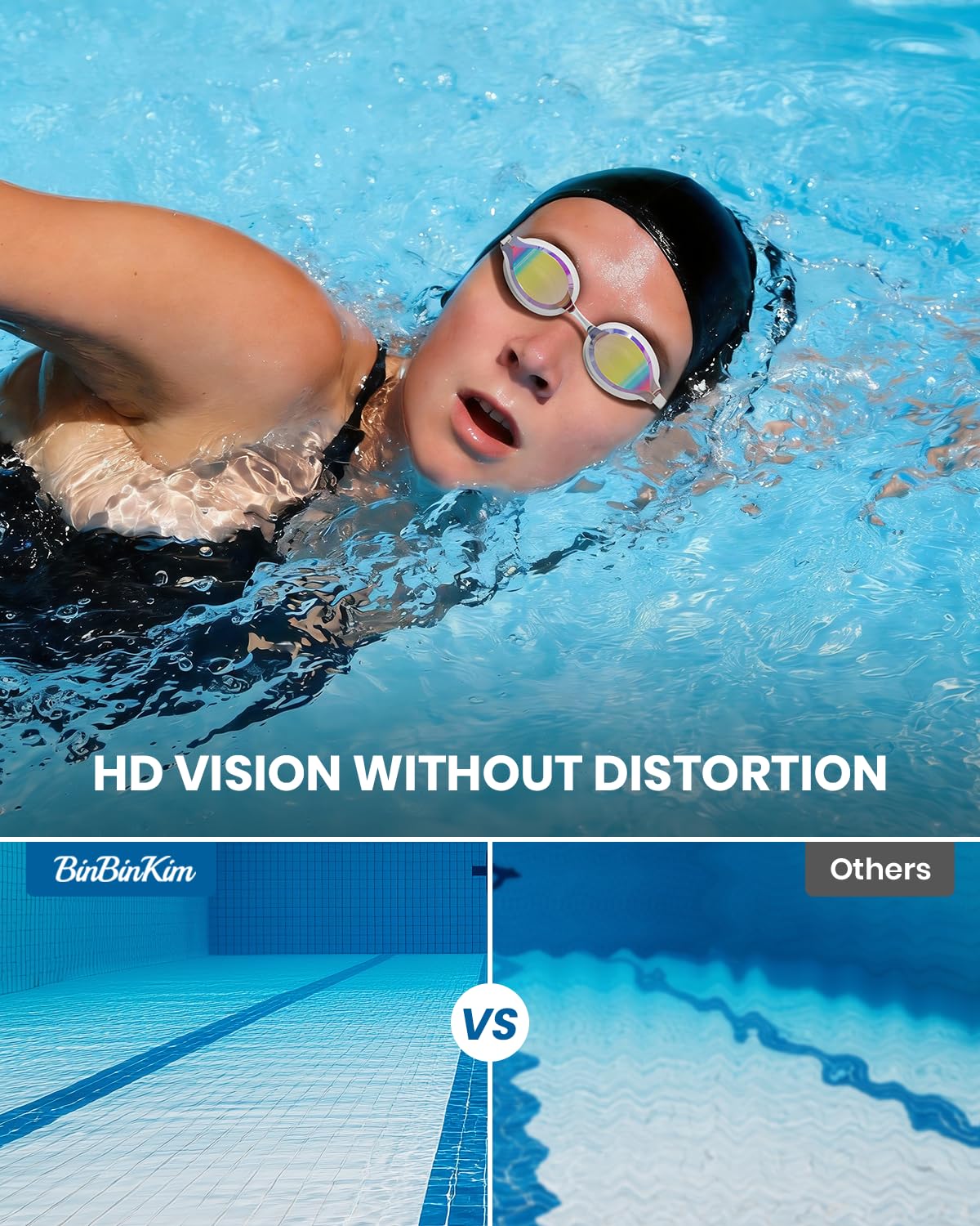 Renn-Schwimmbrille für Erwachsene und Jugendliche, 180° breite klare Sicht, Anti-Beschlag/UV, kein Auslaufen, Schwimmbrille für Männer und Frauen