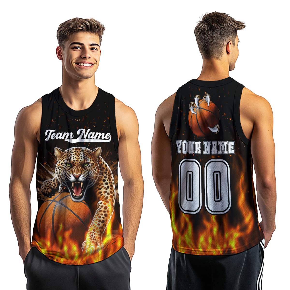PIONAMZIOZ Custom Basketball Jersey for Men Uniform Suit Jersey Mesh Athletic Basketball Tank Top Outfit for Basketball Fans (US, Alpha, Small, 5X-Large, Tiger)
