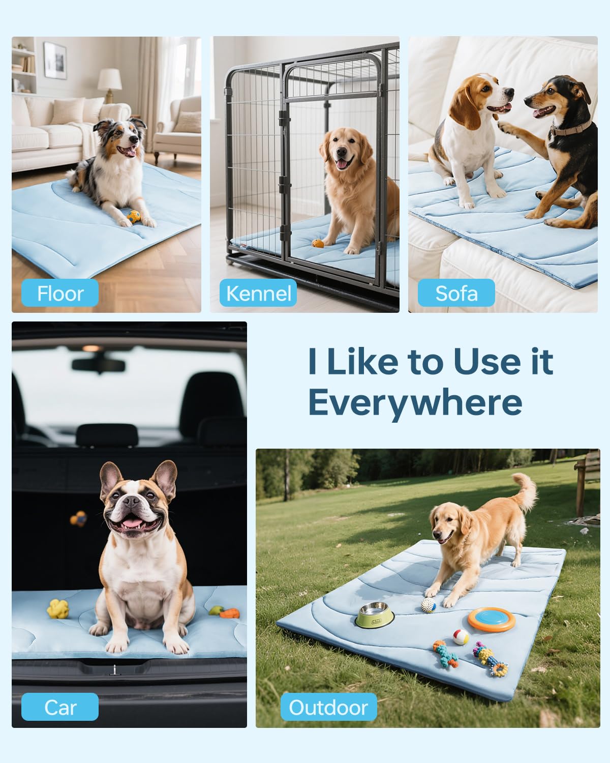 BABTGREAT Tapis rafraîchissant pour chien – Tapis rafraîchissant réversible pour chiens de taille XL, lavable et non toxique – Tapis rafraîchissant d'été 2.0 pour cage, niche, canapé, sol, extérieur
