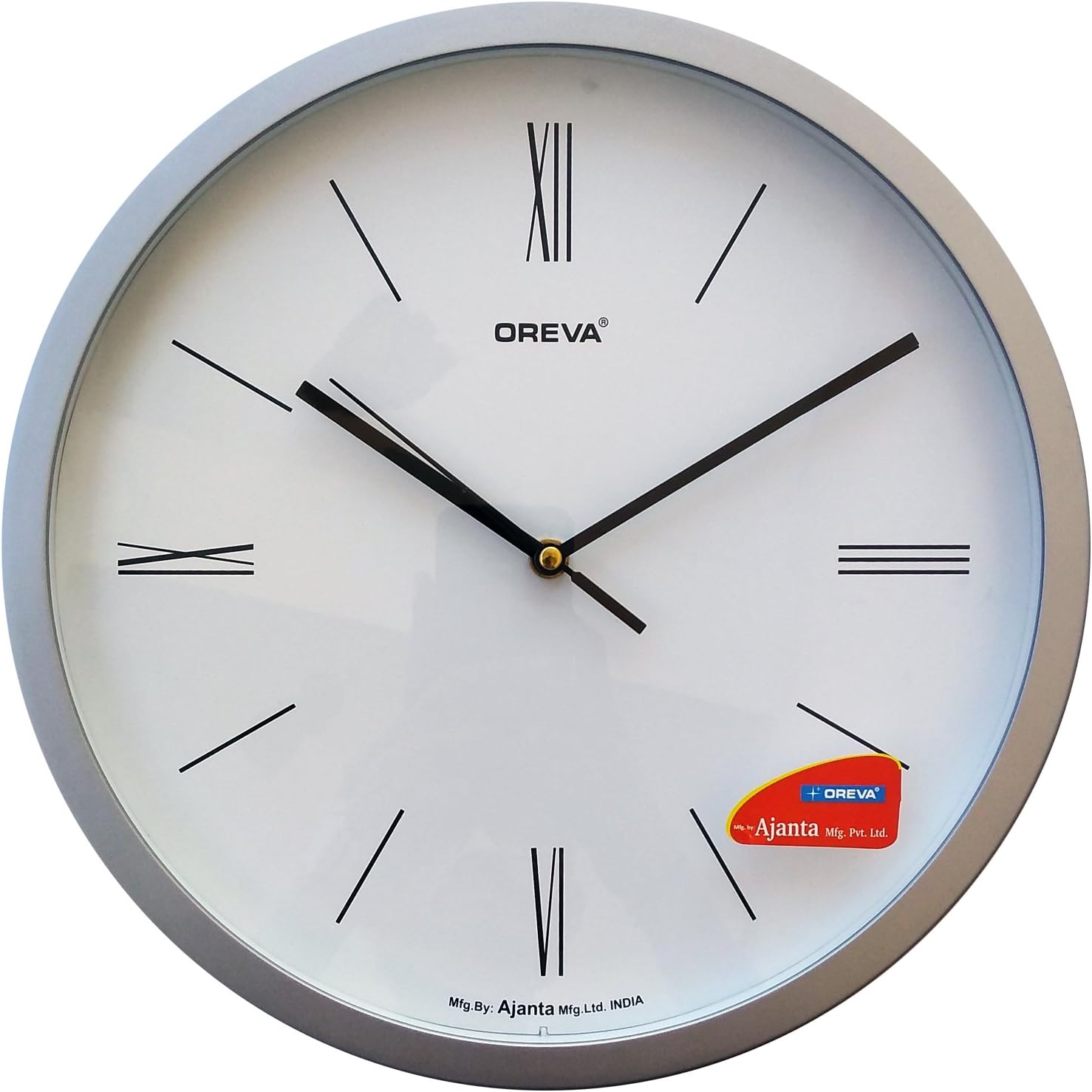 Roman Figure Round Plastic Analog Abstract Wall Clock (28 x 28x 3.9 cm, Silver, AQ-1457)