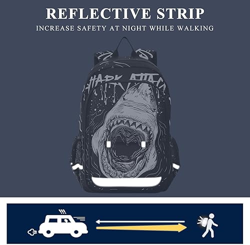 Miniatura 5 de ALAZA Mochila para laptop para mujeres y hombres, bolsa de viaje floral casual con compartimento y múltiples bolsillos, Tiburón, Mochilas Daypack