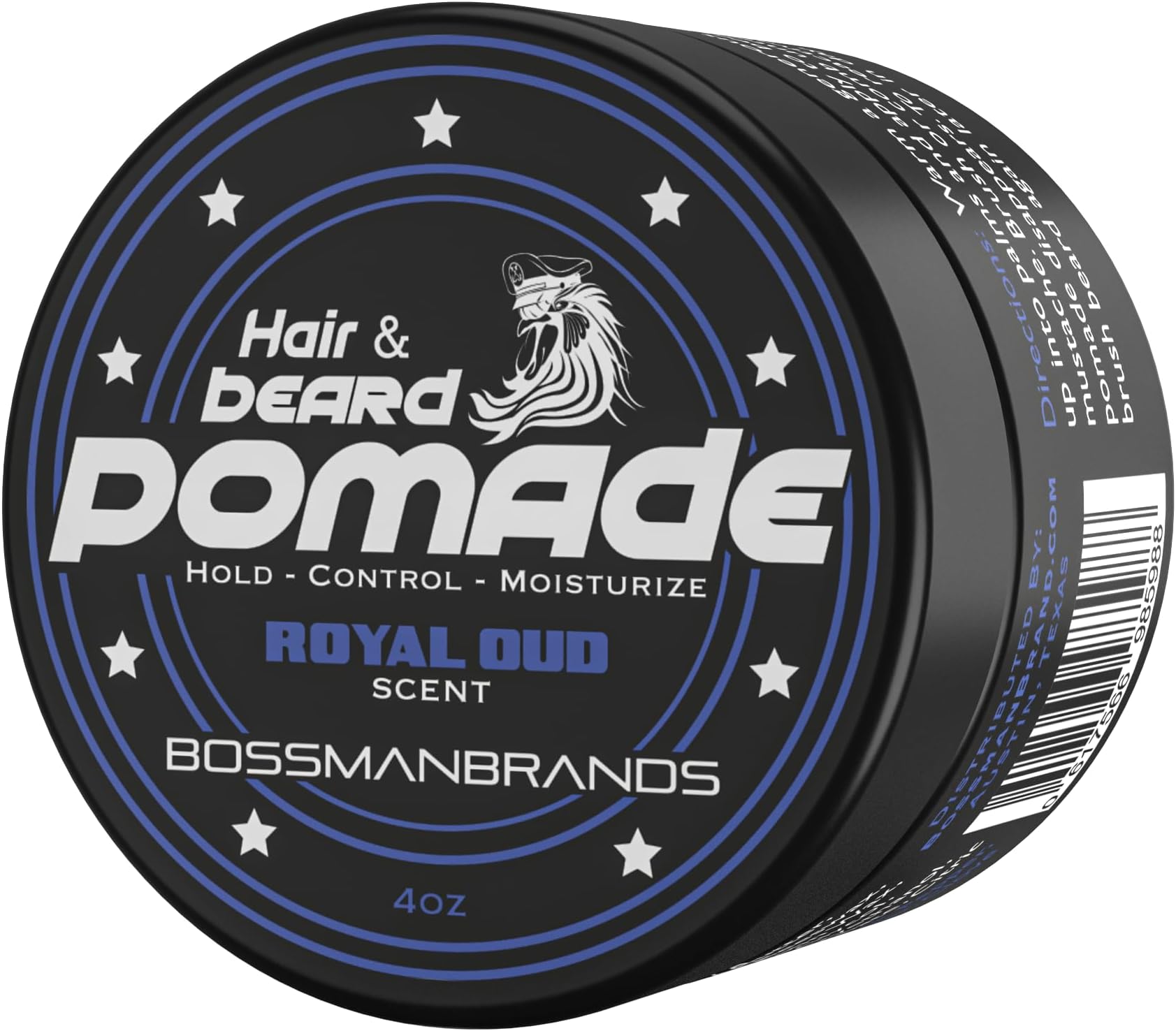 Beard Pomade - Longer Hold, Control and Moisturizing Hair, Beard and Moustache Styling Product - Made in USA (Royal Oud Scent)