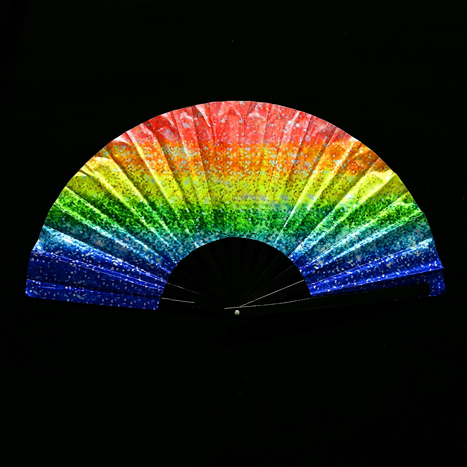Großer Faltbarer Bambus-Fächer – 63 Cm Geöffnet, Nylonstoff, Magic Mushroom Design