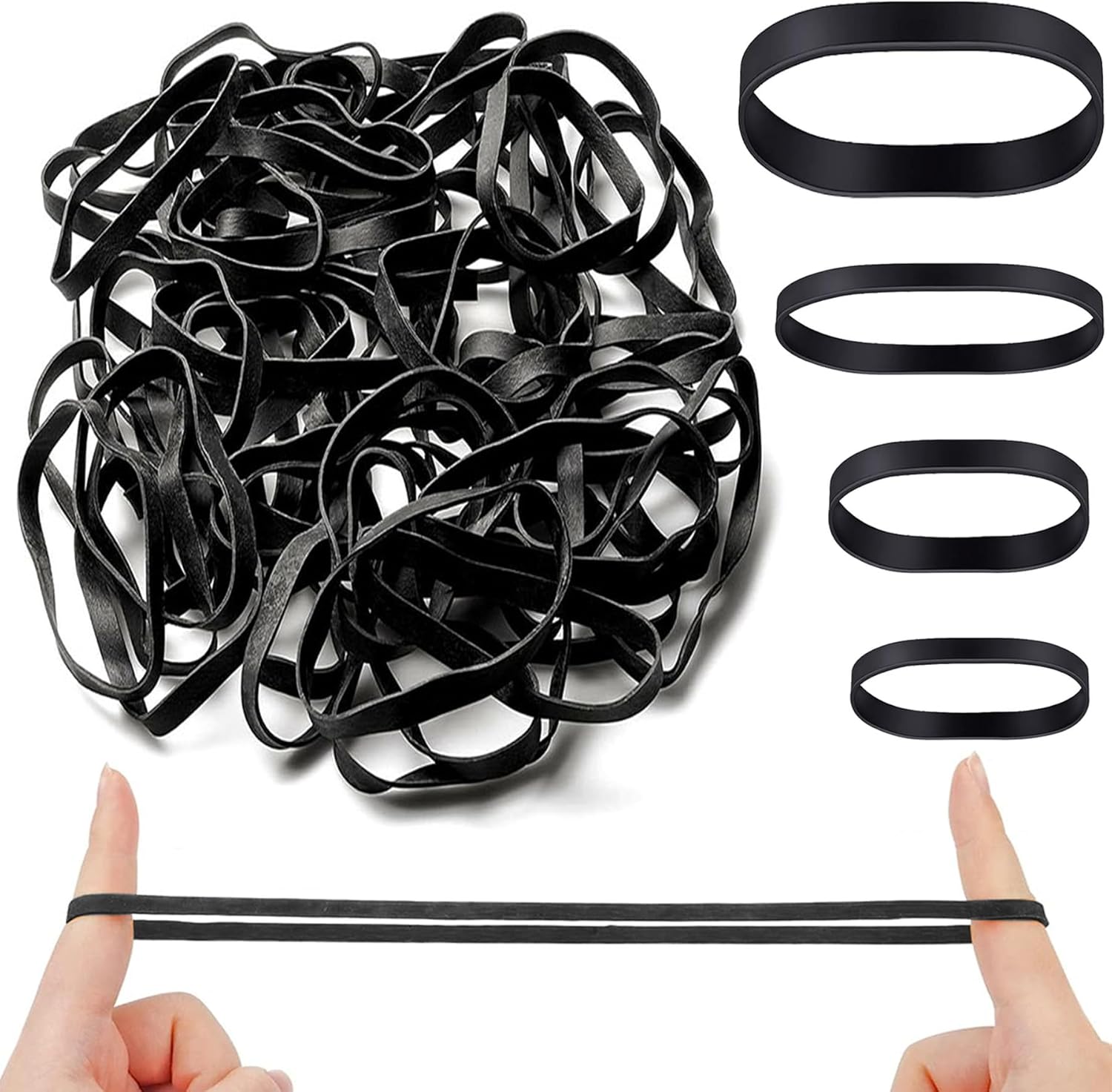 72 Stück Schwere Gummibänder,4 Größen Schwarz Gummiringe,Taktische