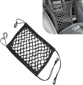 Pack-1 Car Net Barrier with 10.2In Wire, 11.4In x 10.2In Vehicle Safety Mesh, Double Layer Design, Car Front and Rear Seats Isolation Net, for Trucks SUVs Cars Black
