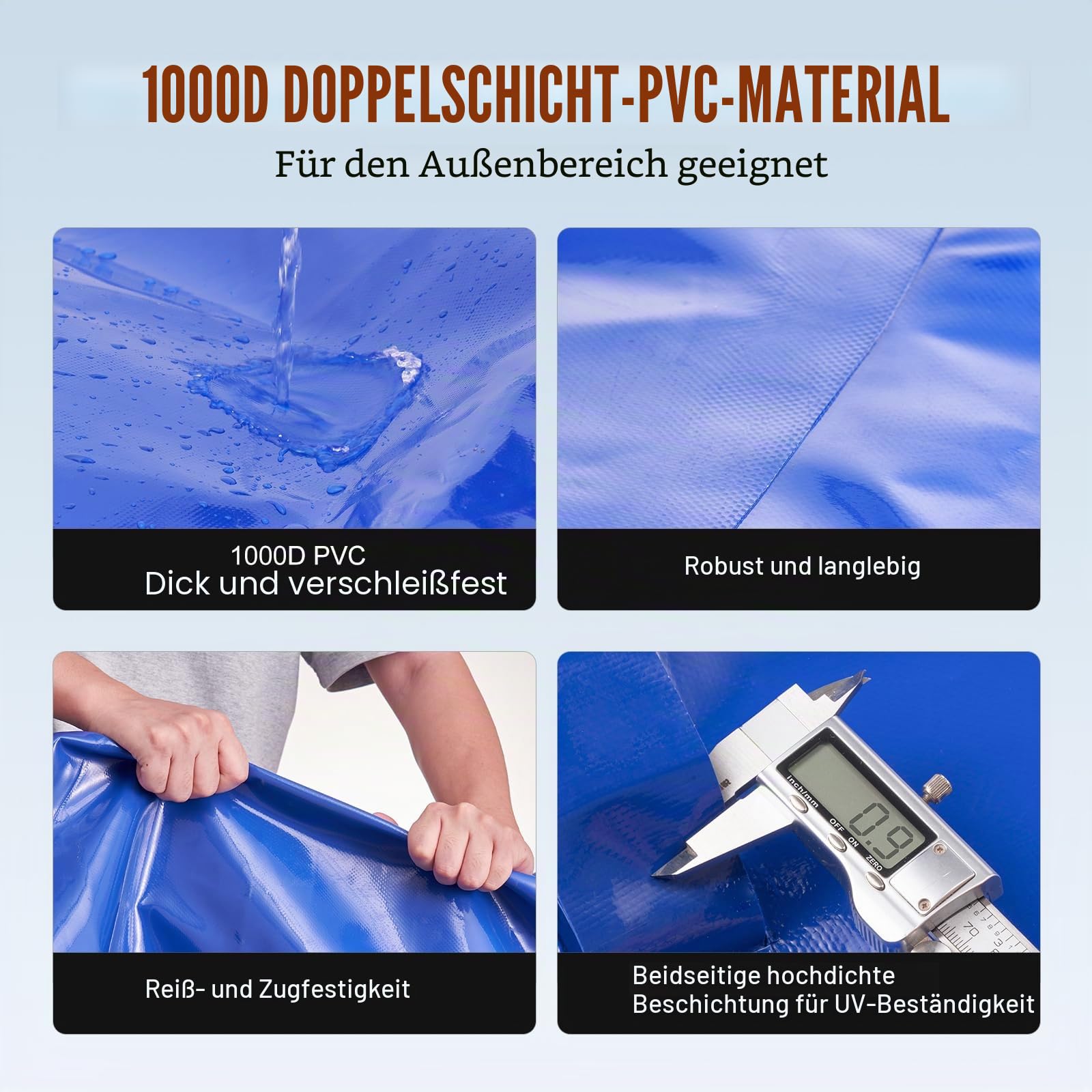VEVOR 400L Wasserblasen Aufbewahrungsbehälter, Wassertank, 1000D blaues PVC, zusammenklappbare Wasserspeicherbehälter, Wasserbeutel mit großer Kapazität, tragbarer Wasserbehälter, Brandschutz, Camping