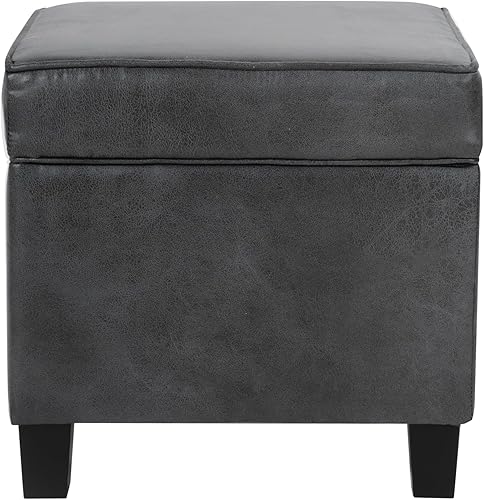 Miniatura 118 de HomePop Decoración del hogar | K7342-F2236 | Otomana clásica cuadrada de almacenamiento con tapa abatible | Otomana con almacenamiento para sala de