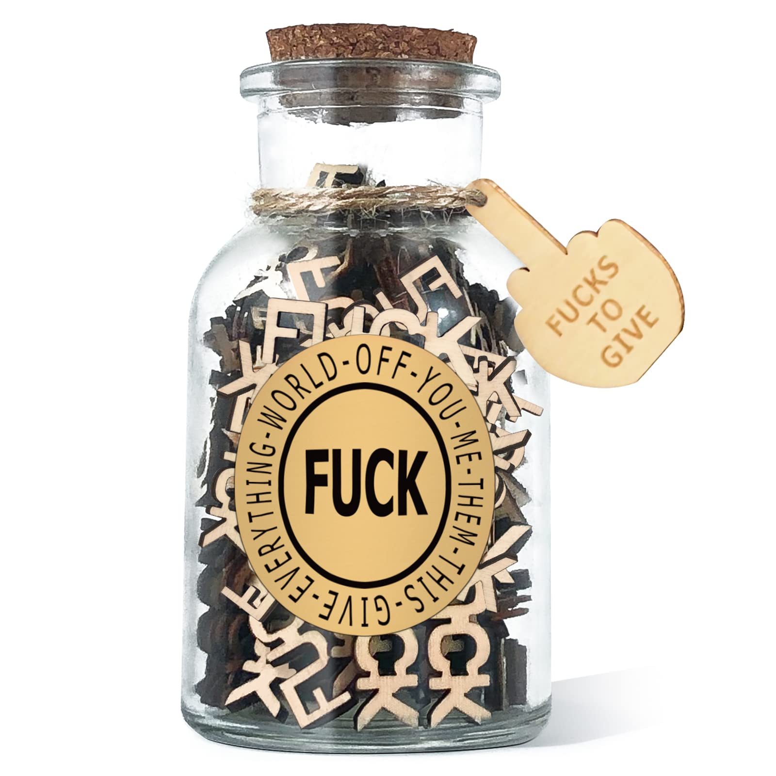 LZAOA Jar of F 7oz, F to Give Jar, Wooden Cutout F Letter Piece, Bad Mood Vent Gift for Christmas, Valentine's Day, Birthday, Funny Gift for Boyfriend, Girlfriend