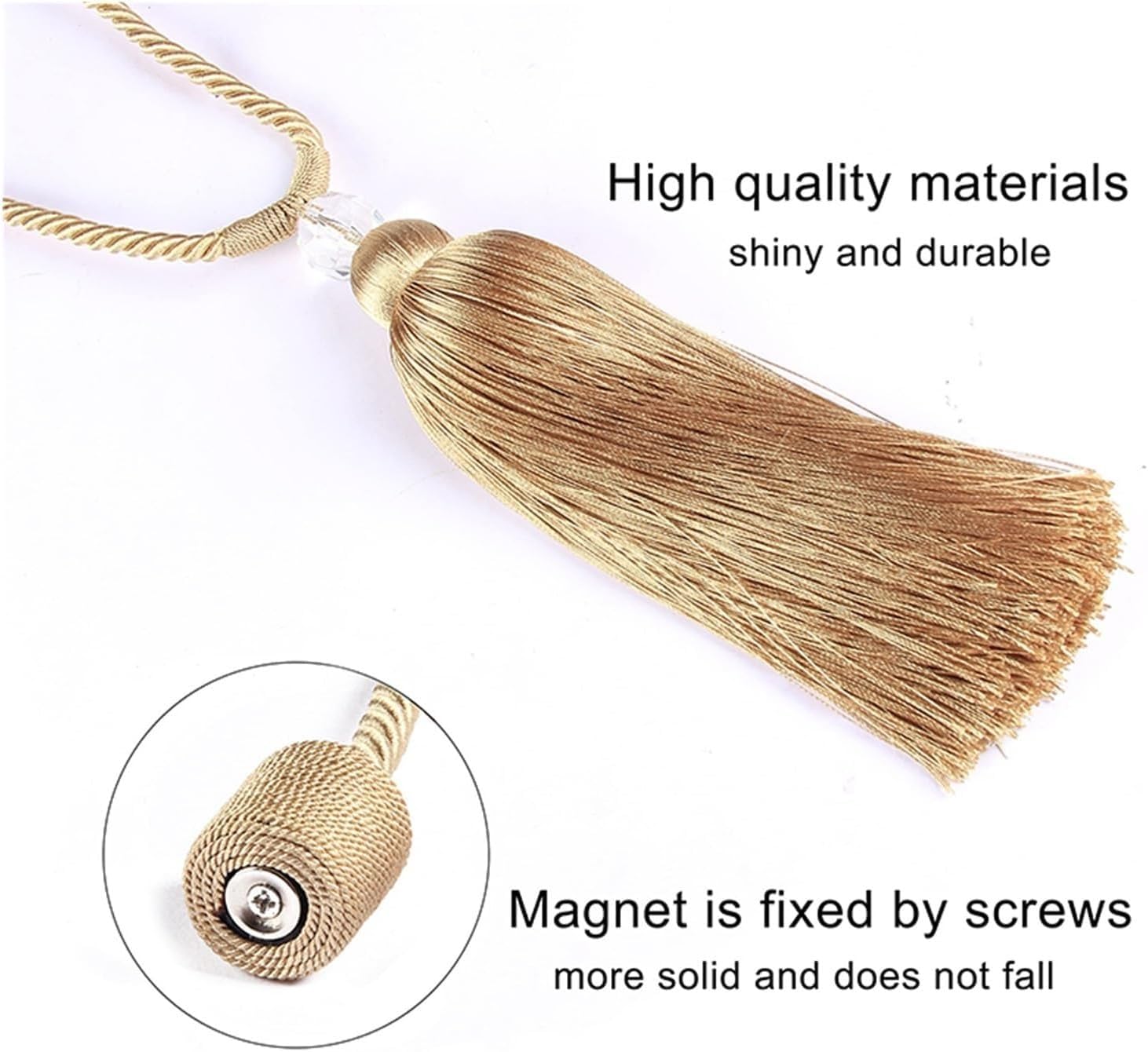 Zasłony, sznurki 2Pc Curtain Tieback Tassels Hanging Ball Gold Home Decor Tieback Magnet Buckle Rope Holdback Akcesoria do zasłon(Coffee)