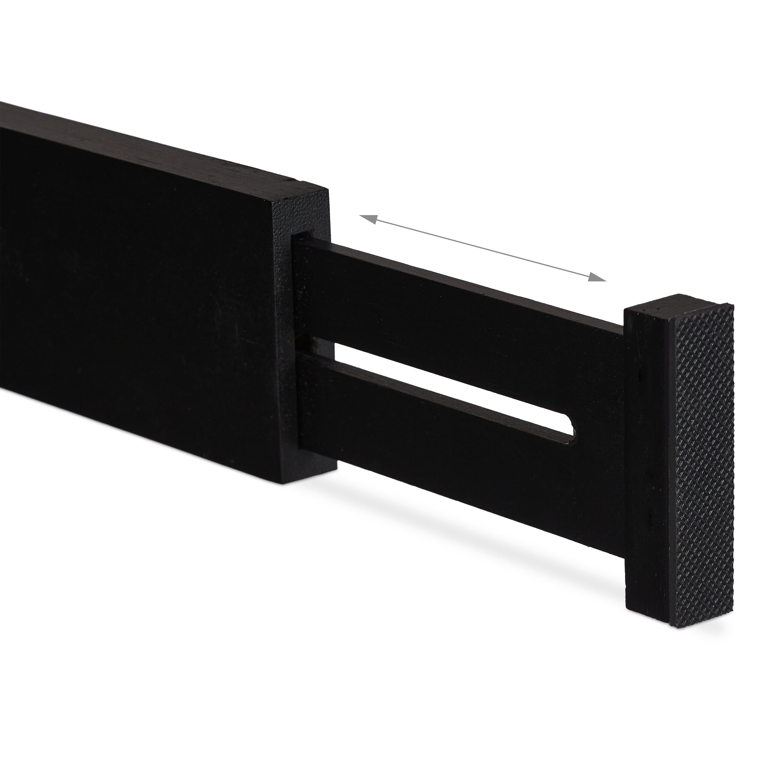 Relaxdays Divisori da Cassetto, Set da 4 Separatori da Cucina, Organizer Lunghezza Regolabile 46-56 cm, Nero