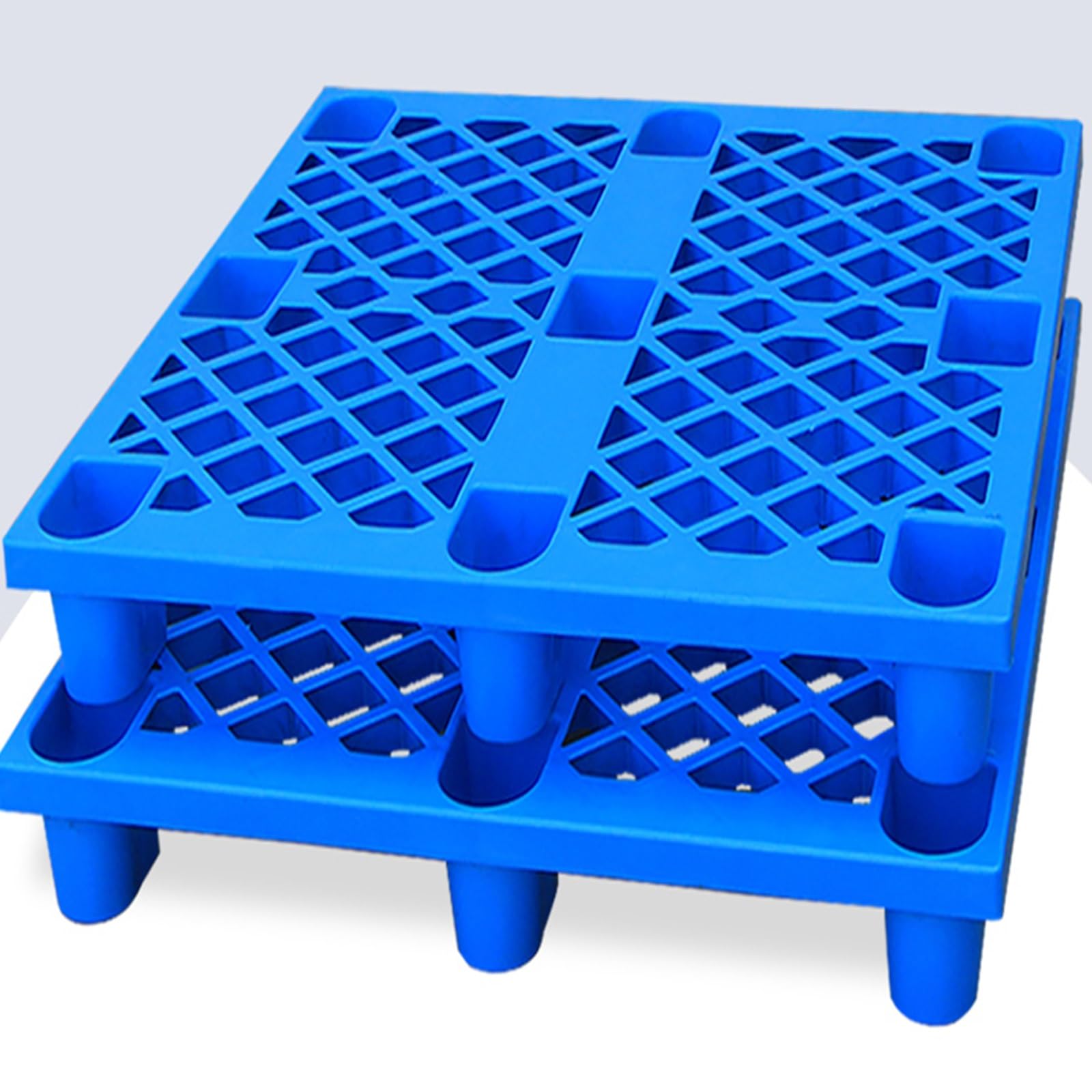 Palette logistique en polyéthylène à 14 cm du Sol pour éviter Les pertes économiques liées à la contrefaçon de Marchandises (Couleur : Bleu, Dimensions : 1 000 x 1 200 mm)