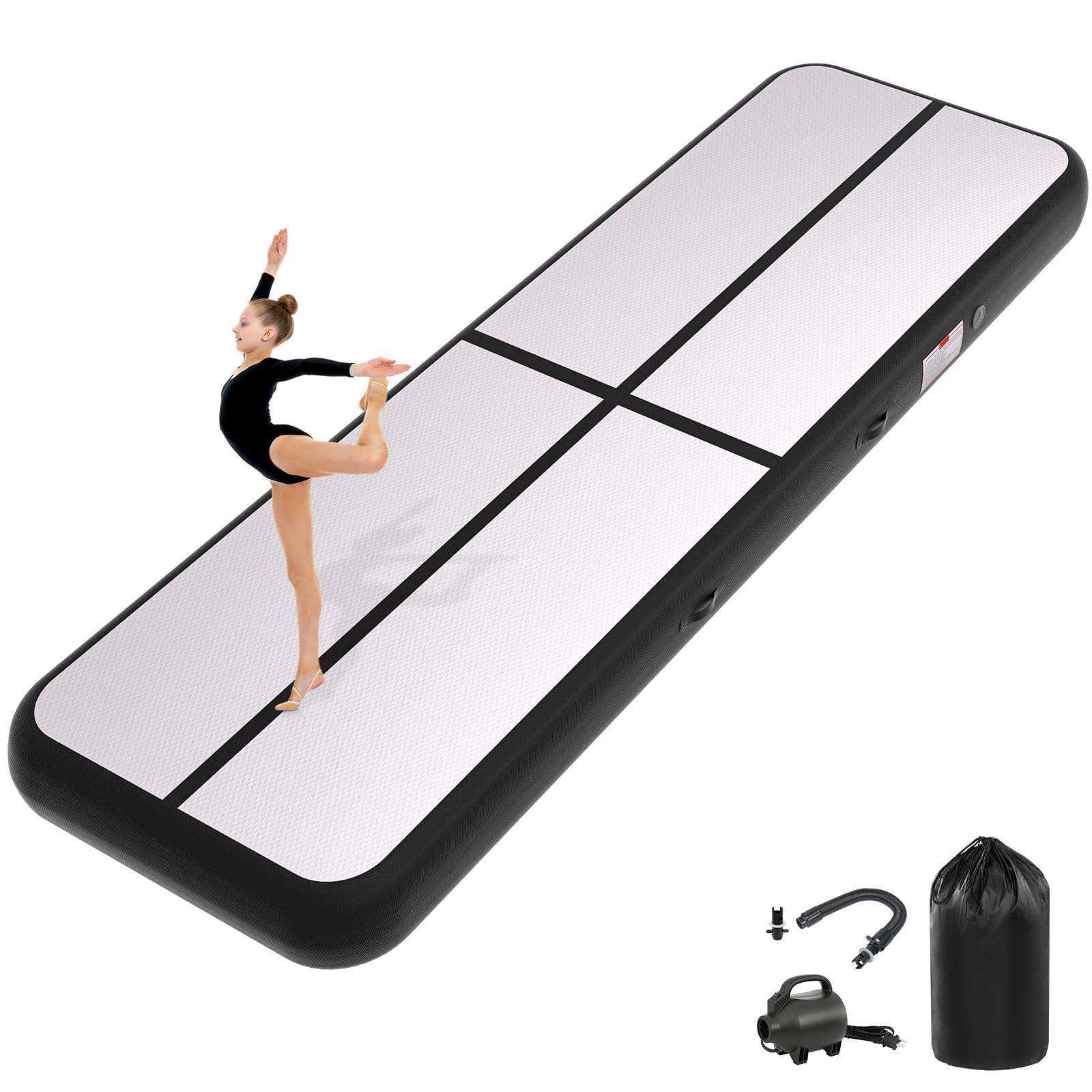 KIKILIVE Airtrack Matte, Turnmatte Aufblasbar Gymnastikmatte mit Pumpe | 10/15/20cm Dick Air Matte, Hochwertiges PVC, Gut Dämpfend & Rückfedernd, Trainingsmatte für Zuhause/Tumbling/Yoga/Turnhalle
