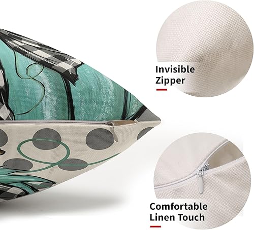 Miniatura 2 de Juego de 2 fundas de almohada lumbares de calabaza con lunares otoñales de 12 x 20 pulgadas, cosecha de otoño, Acción de Gracias, color verde,