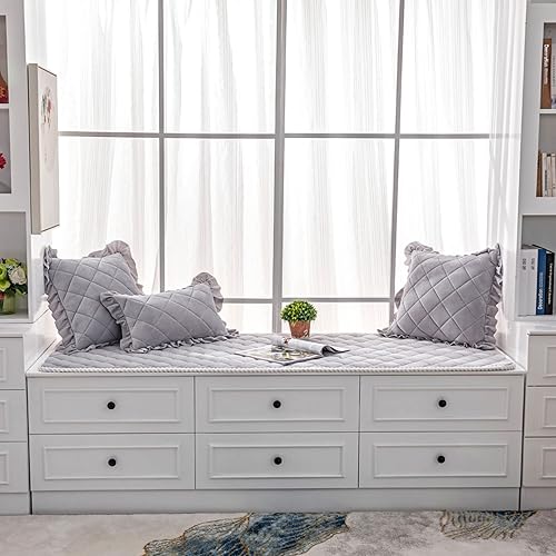 Miniatura 2 de JeogYong Alfombrilla antideslizante para ventana de bahía, cojín de terciopelo de cristal para ventana de bahía, cojín moderno para asiento de