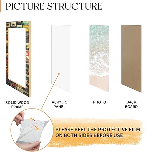 Miniatura 5 de Marco de fotos retro de 4 x 6 pulgadas, marco de fotos de madera de 4 x 6 pulgadas para colgar en la pared o mesa, decoración temática de música