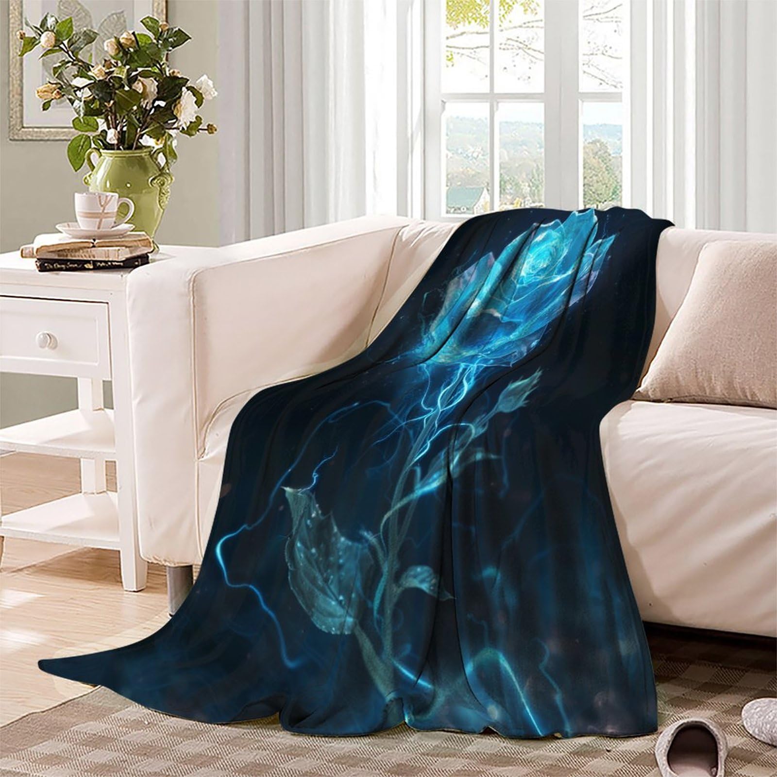 Rosa blu neon Coperta in Flanella Impianto Stampa 3D Peluche Coperte Caldo Morbida Per Ragazzi Ragazze Coperta Termica ，per Divano Letto Ufficio 80x90inch(200x230cm)