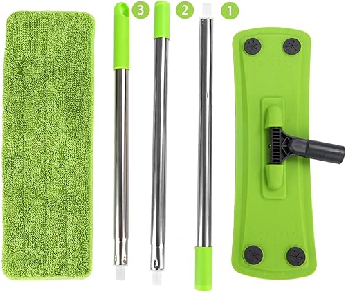 Miniatura 3 de Trapeador verde, trapeadores planos para limpieza de suelos con mango largo, pequeñas fregonas secas, herramienta de limpieza de pisos para el hogar
