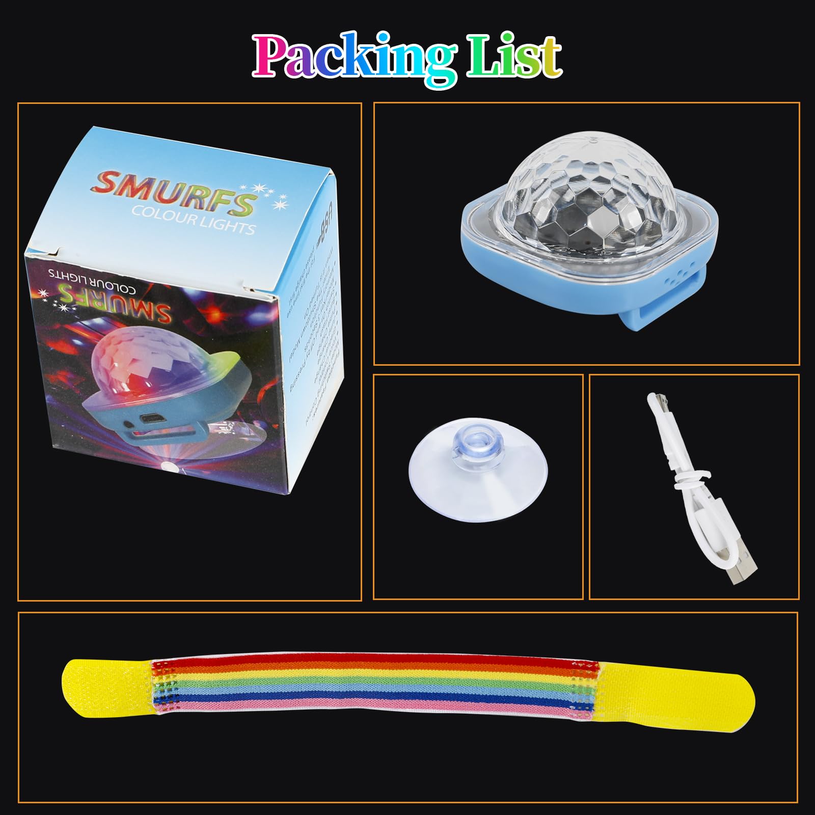 Pulsera con Bola de Discoteca, 8 luces LED de escenario, 5 modos dinámicos, control de voz, lámpara de ambiente estrellada, recargable por USB con ventosa para fiestas, decoración de coche, DJ