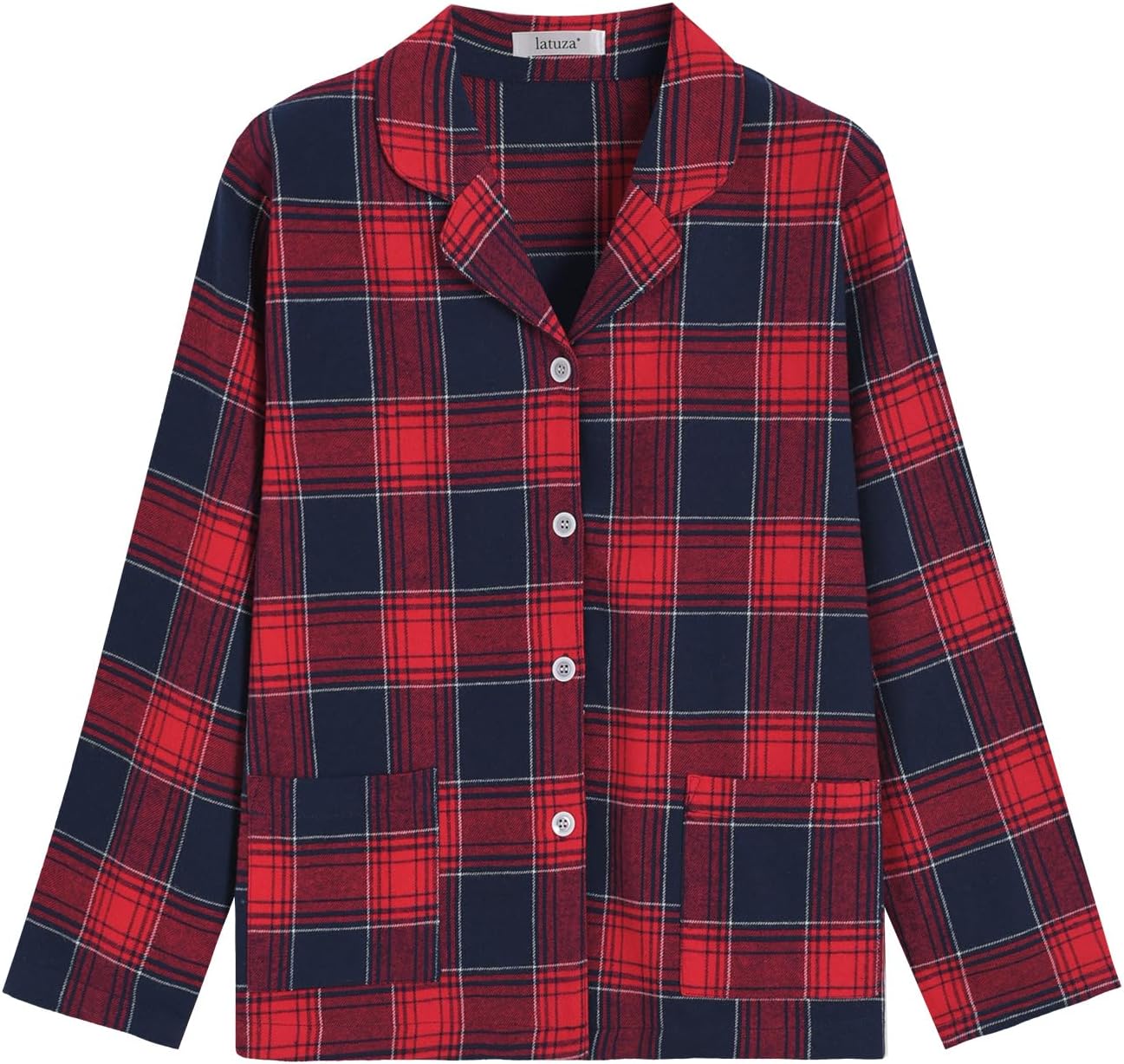 Latuza Women's Petite Cotton Flannel Pajama Set Petite Size Button Up PJs - Image 3
