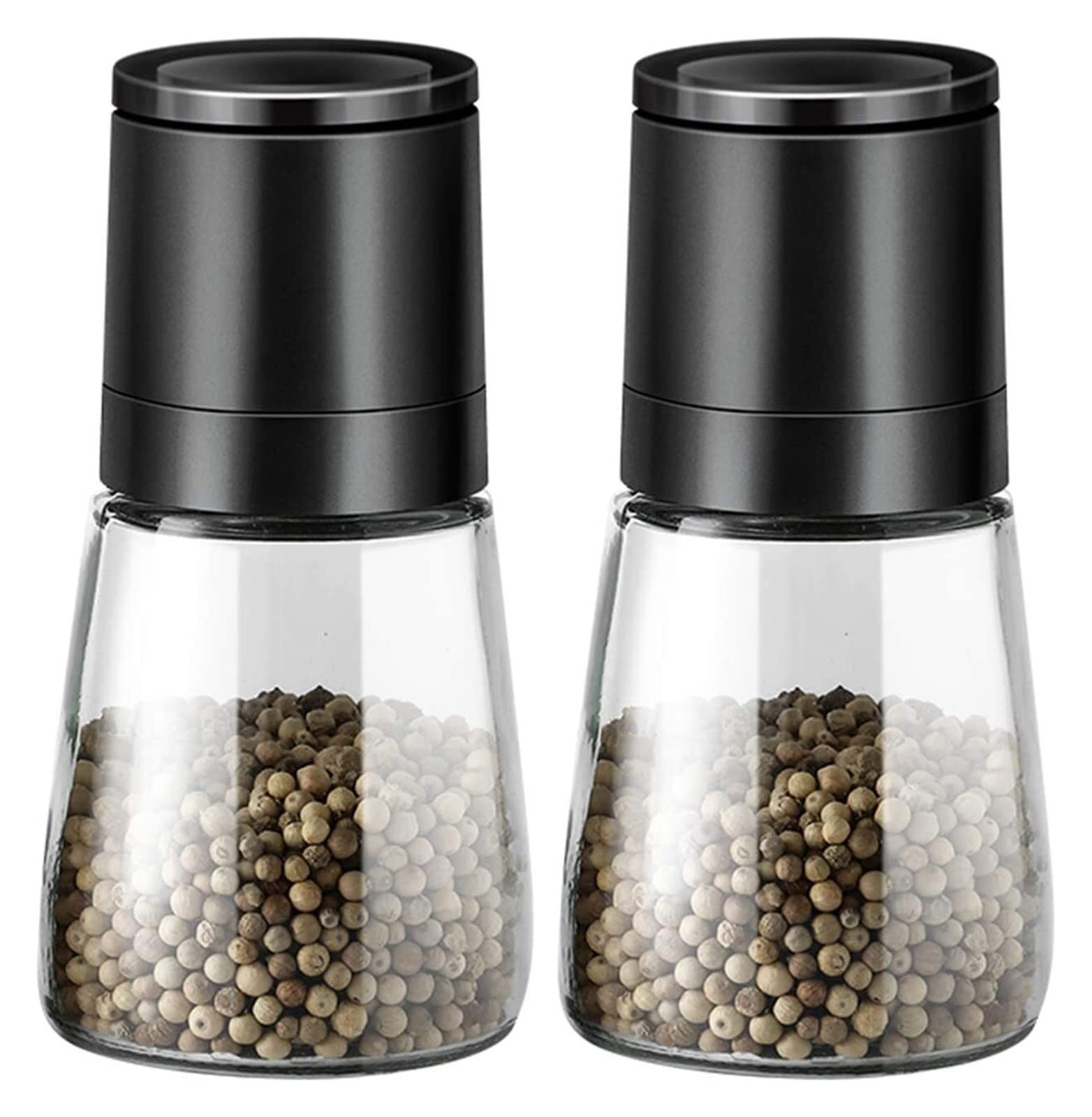 Macina Sale e Pepe 2 Pezzi Macina Pepe Macina Pepe, Macina Sale Ricaricabile, Ruvidità Regolabile Macina Pepe Nero Macina Pepe (Colore : Bianco) (Nero+Bianco) (Nero)