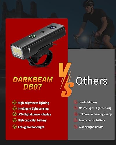 Miniatura 7 de DARKBEAM Luz para bicicleta, faros delanteros de bicicleta superbrillantes de alta luminosidad USB recargable, luces de ciclismo impermeables de 4
