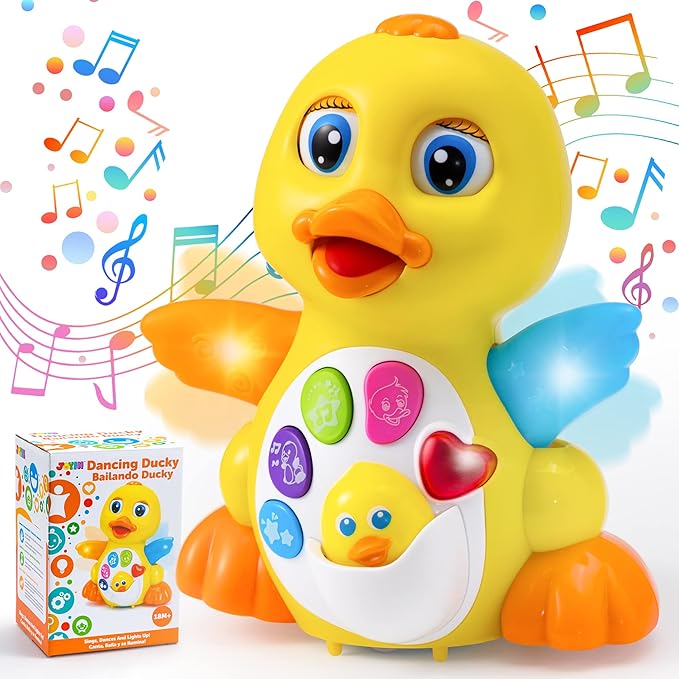 JOYIN Dancing Walking Yellow Duck Baby Toy with Music and LED Light Up