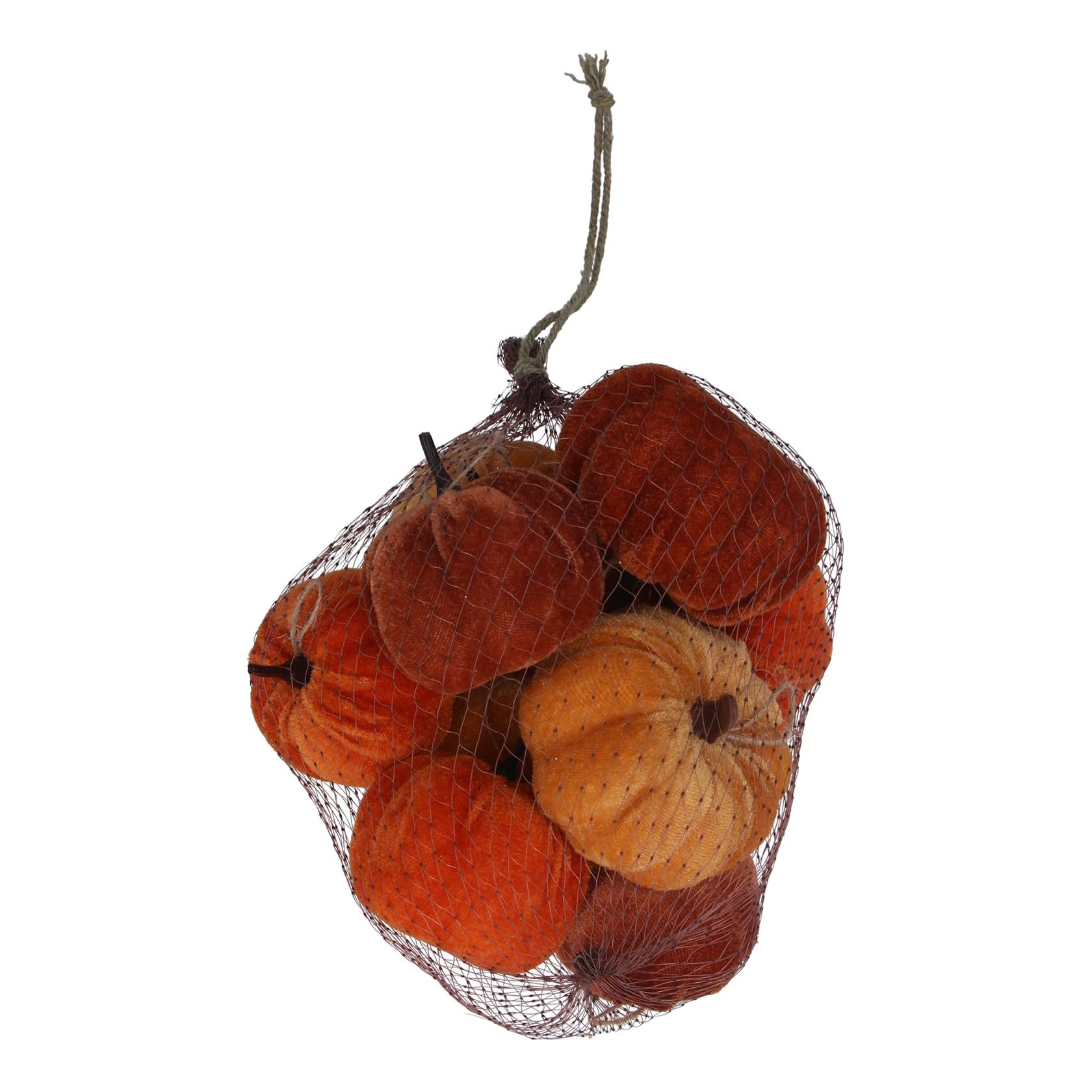 Gisela Graham Orange Bag Of Multicoloured Velvet Pumpkin Halloween Decorations
