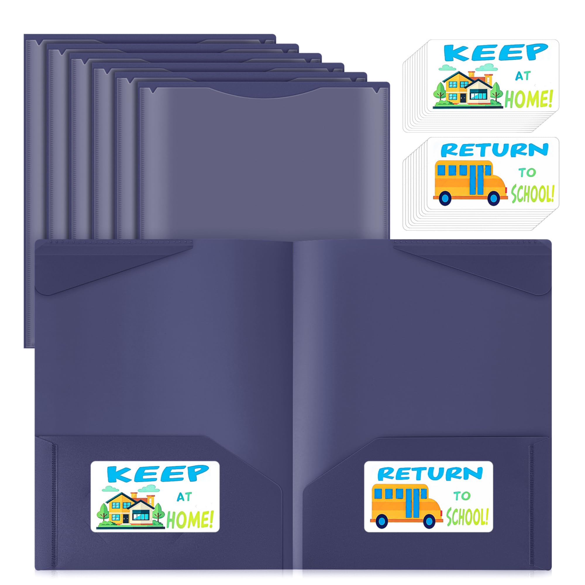 Henoyso 48 Pack Take Home Folders with Clear Front Pocket, Navy Blue