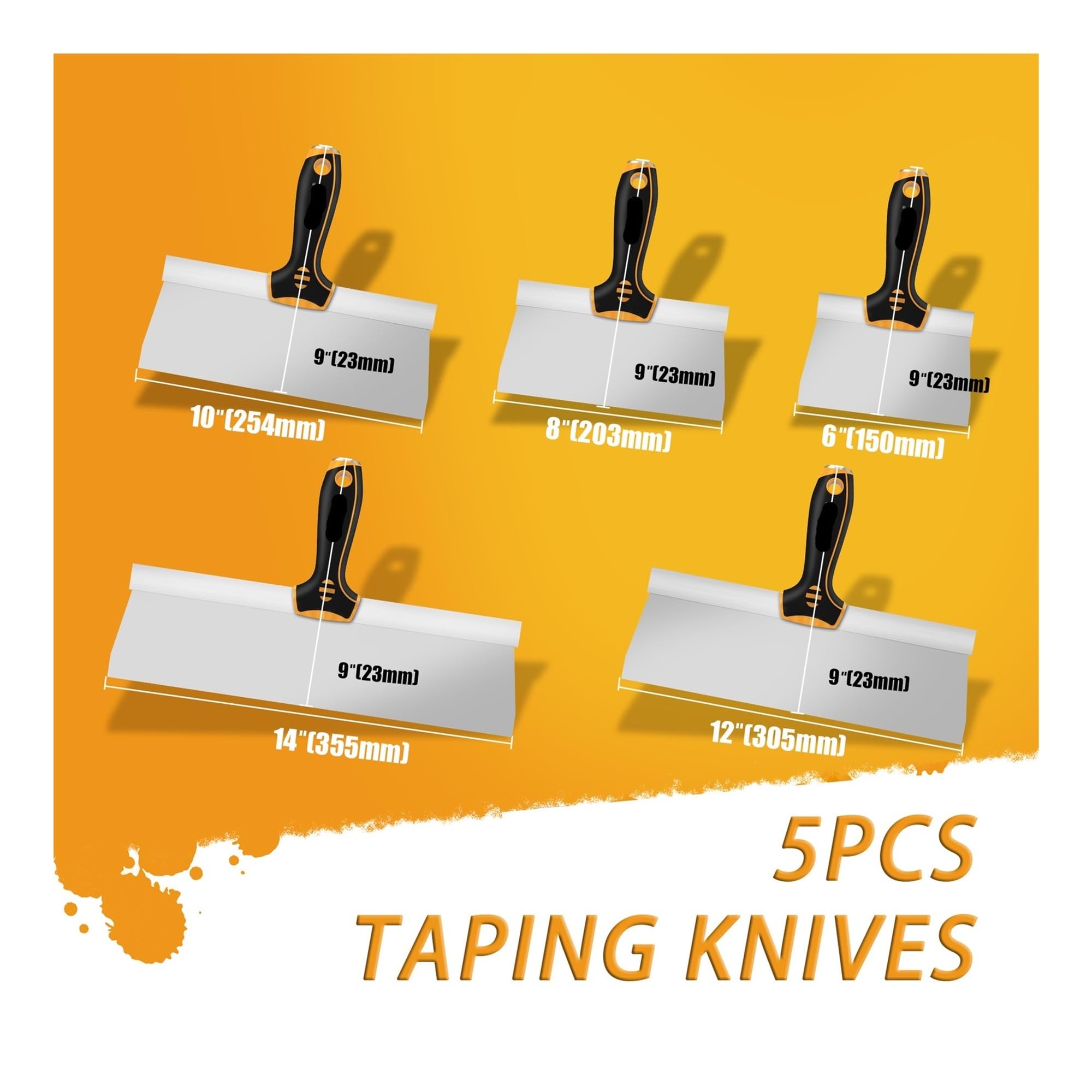 Spachtel aus Edelstahl, 5 Stück, Mehrzweck-Trockenbaumesser, Werkzeuge, Farbschaber, Taping-Messer, Finishing-Lochflicken