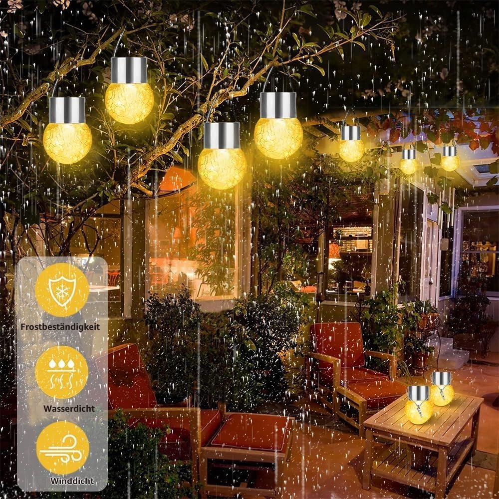 HIQE-FL Luces Exterior Solares,10 Piezas Lámparas Solares LED De Cristal