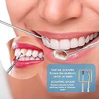 Vista 5 de 3 piezas de herramientas dentales, púas dentales profesionales para limpieza de dientes, removedor de placa de acero inoxidable quirúrgico 304 100%